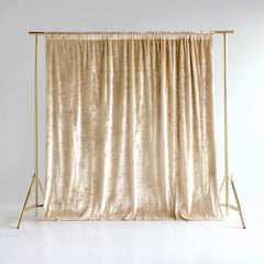 Beige Crushed Velvet Backdrop Curtain – 8ft x 8ft Event Drape with Rod Pocket, Privacy Panel for Photo Booths & Events