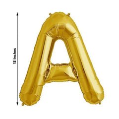 13" Gold Letter & Number Balloons, Shiny Metallic Mylar Foil Alphabet Balloons