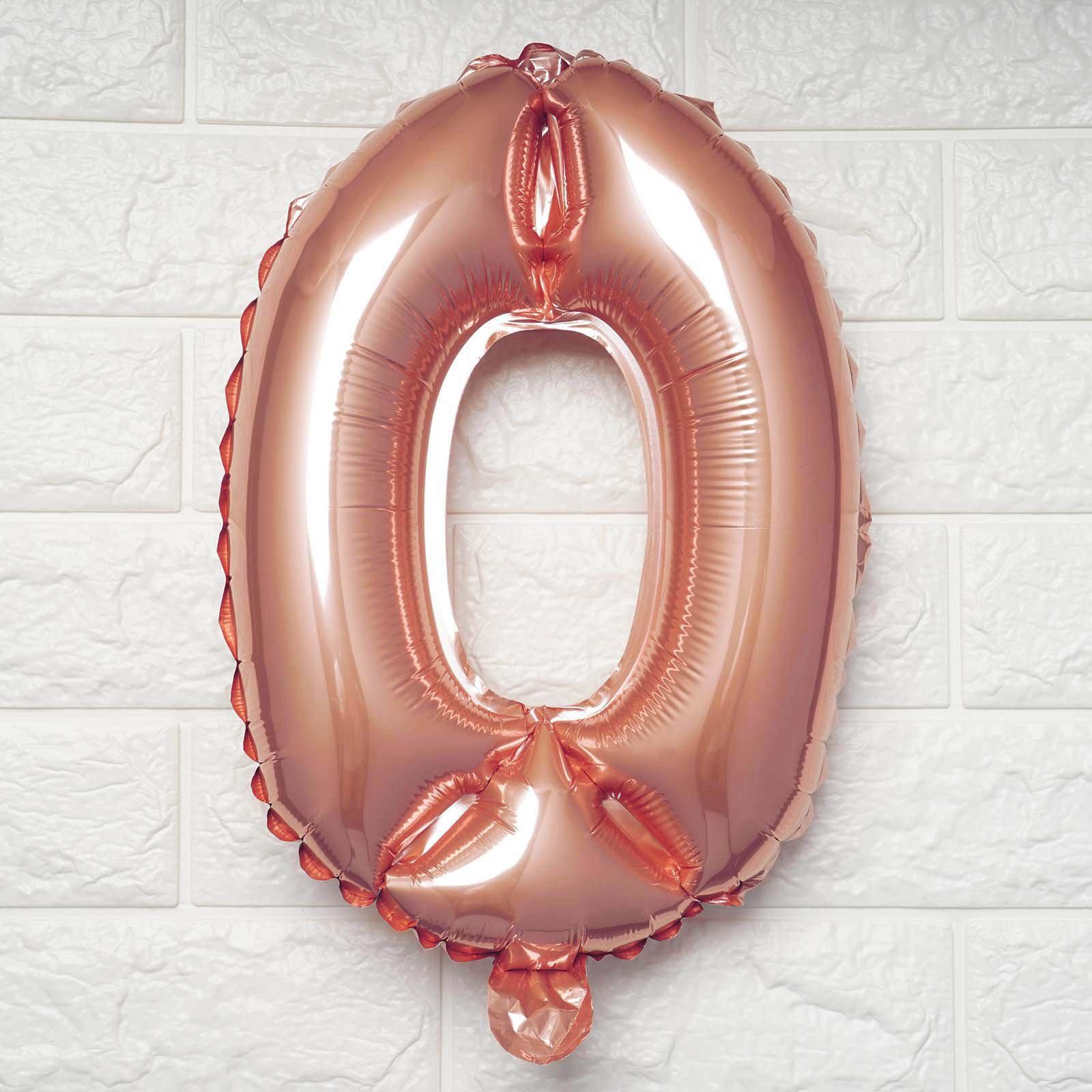 13" Metallic Rose Gold Mylar Foil 0-9 Number Balloons