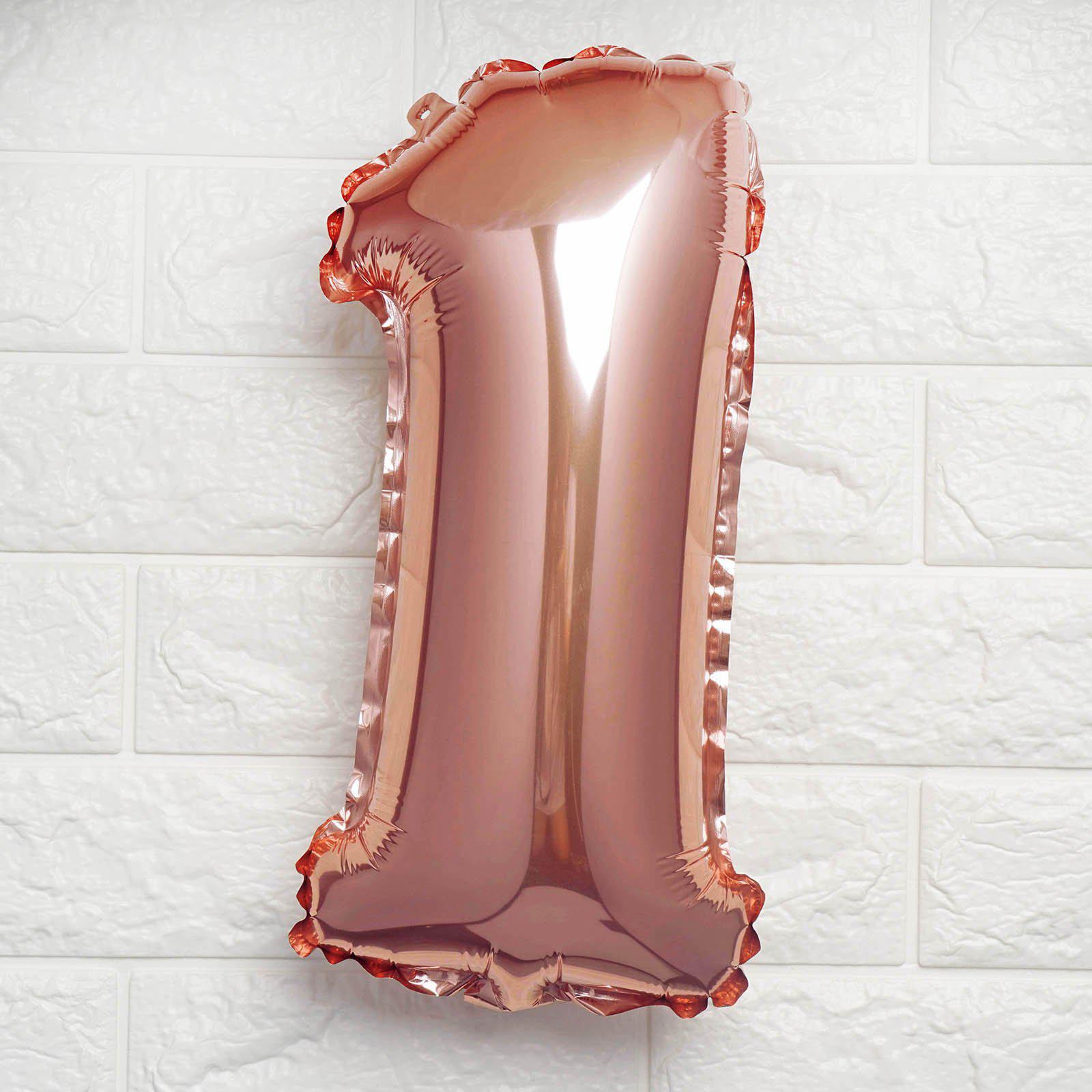 13" Metallic Rose Gold Mylar Foil 0-9 Number Balloons