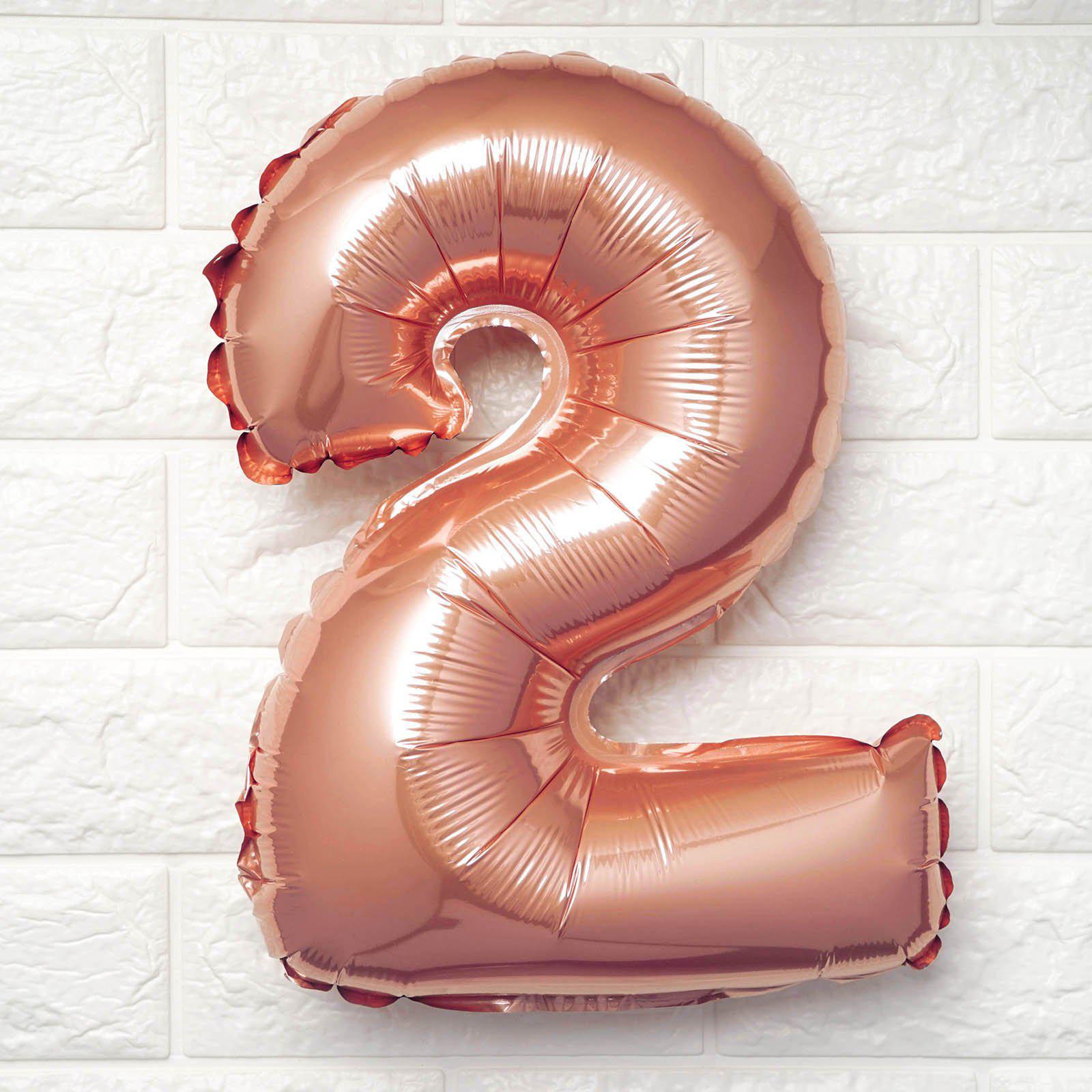 13" Metallic Rose Gold Mylar Foil 0-9 Number Balloons