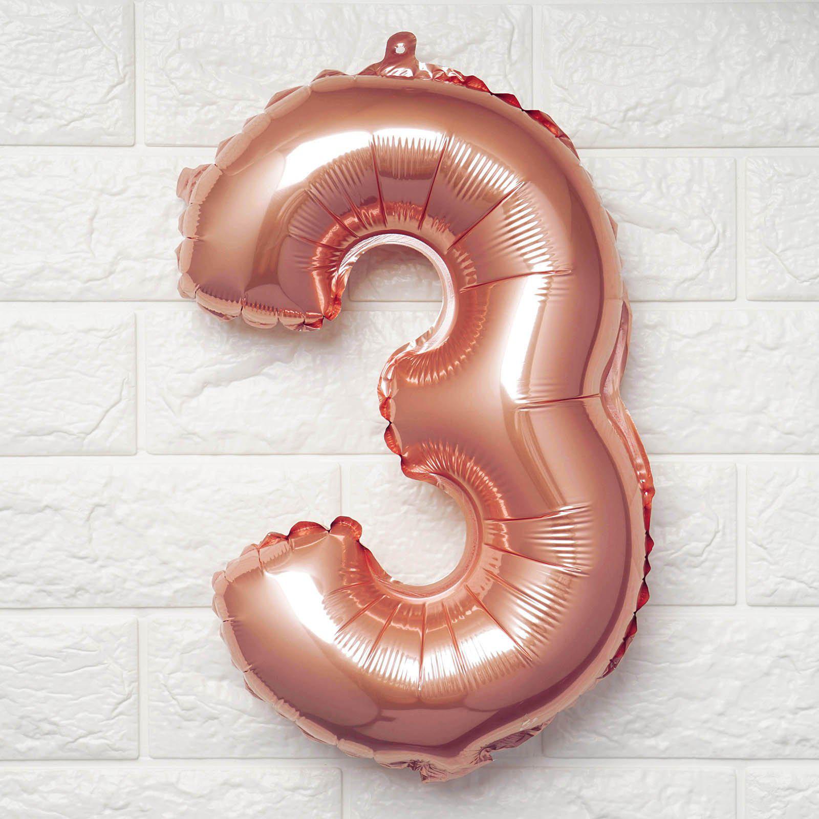 13" Metallic Rose Gold Mylar Foil 0-9 Number Balloons