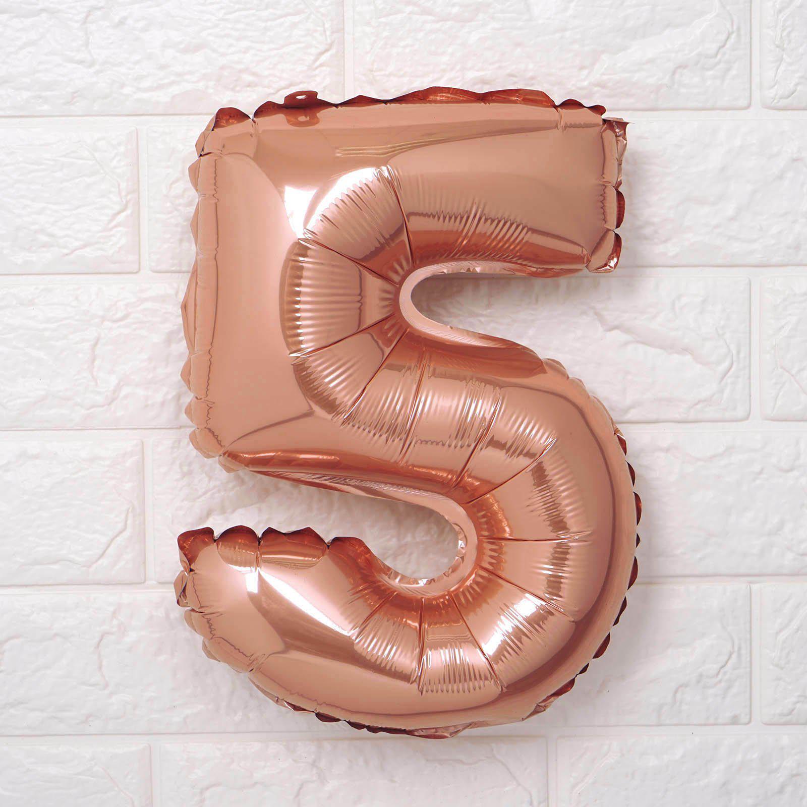 13" Metallic Rose Gold Mylar Foil 0-9 Number Balloons