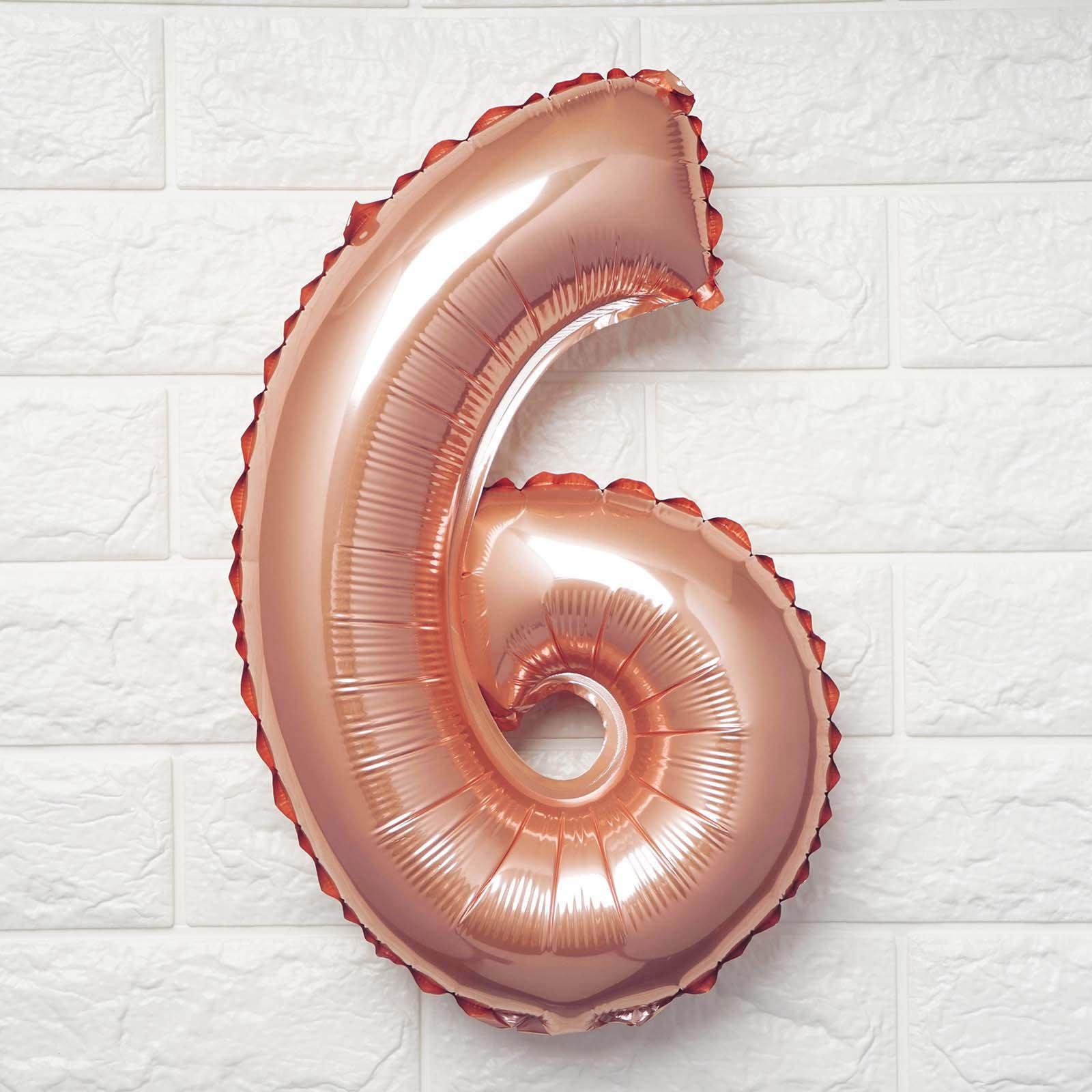 13" Metallic Rose Gold Mylar Foil 0-9 Number Balloons