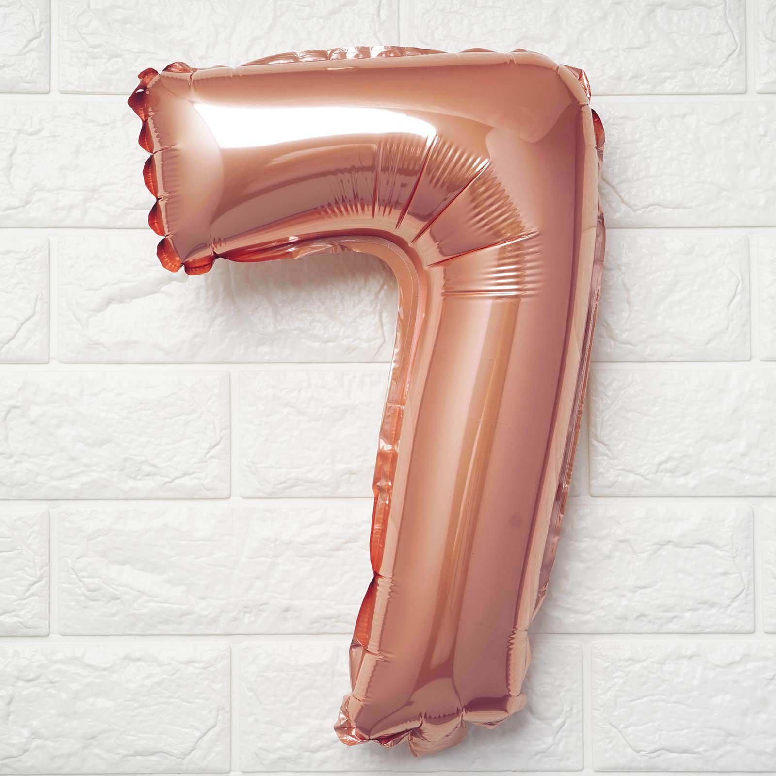 13" Metallic Rose Gold Mylar Foil 0-9 Number Balloons