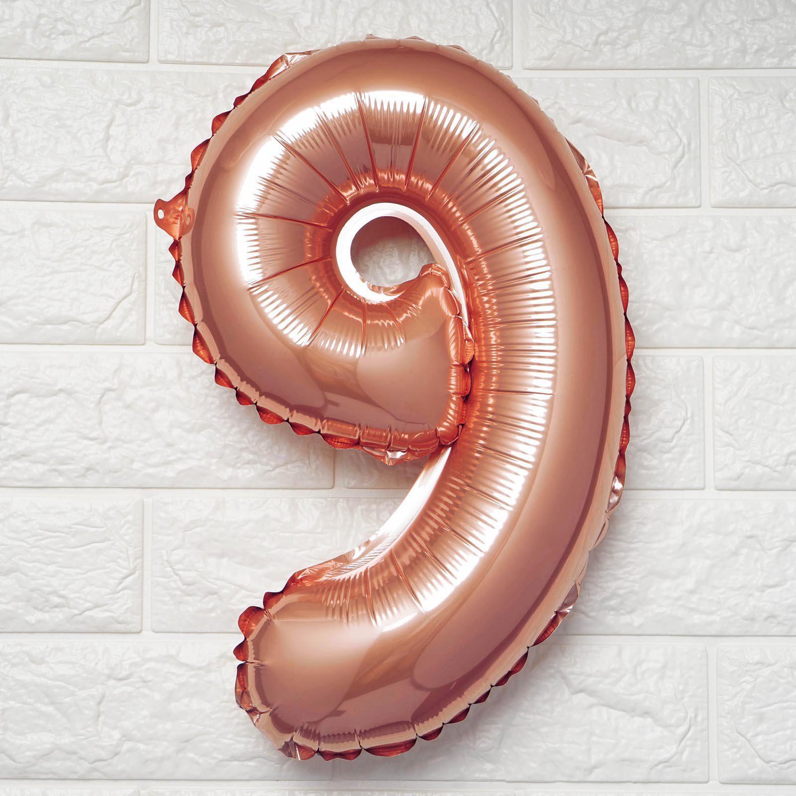13" Metallic Rose Gold Mylar Foil 0-9 Number Balloons