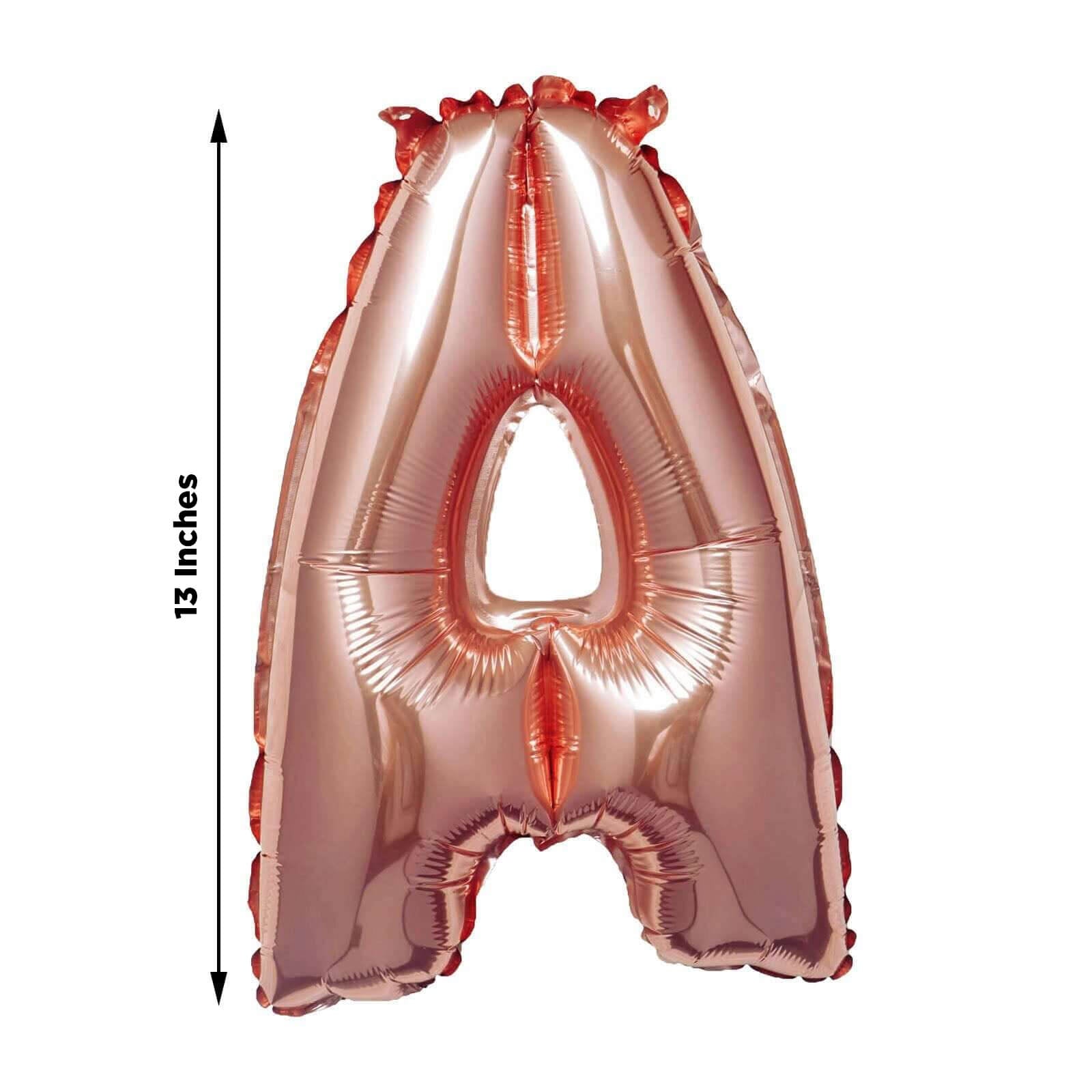 13" Rose Gold Letter Balloons, Metallic Mylar Foil Alphabet Balloons