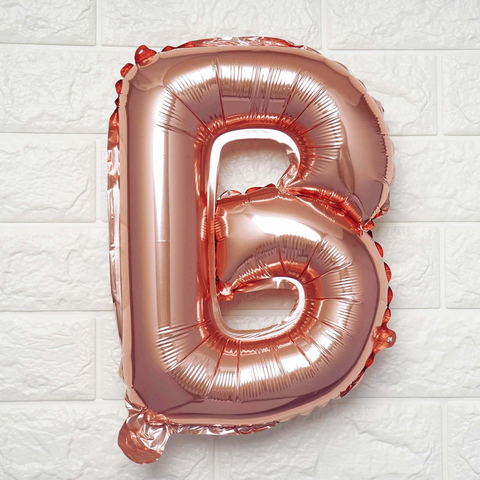 13" Rose Gold Letter Balloons, Metallic Mylar Foil Alphabet Balloons