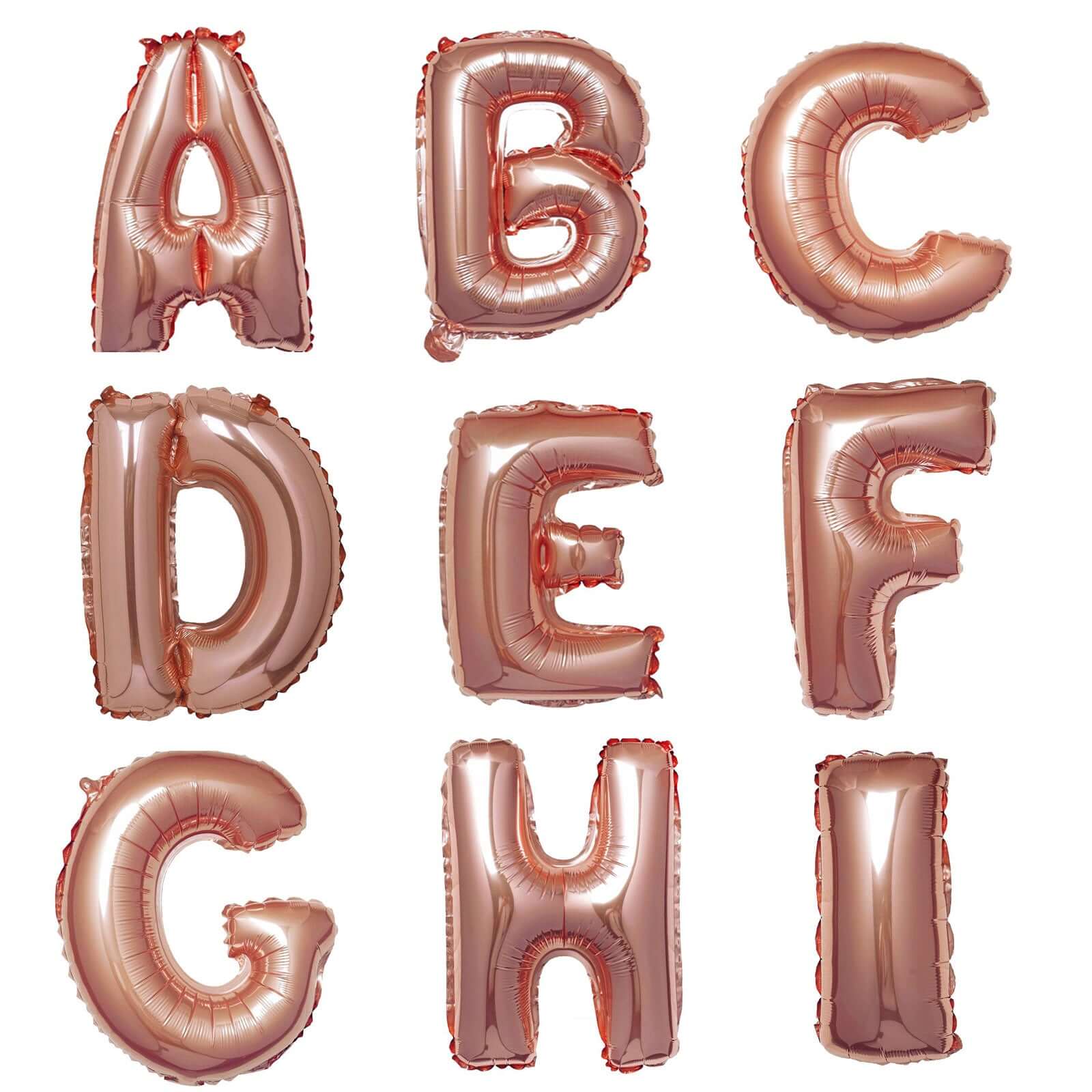 13" Rose Gold Letter Balloons, Metallic Mylar Foil Alphabet Balloons
