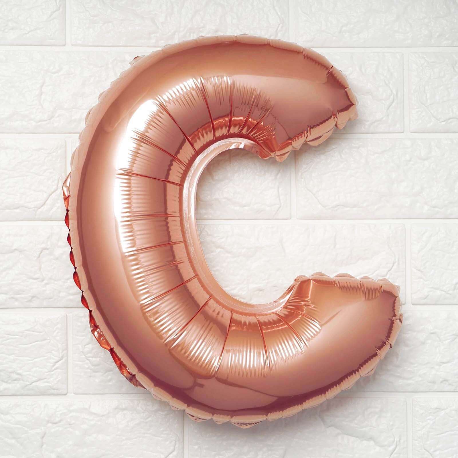 13" Rose Gold Letter Balloons, Metallic Mylar Foil Alphabet Balloons