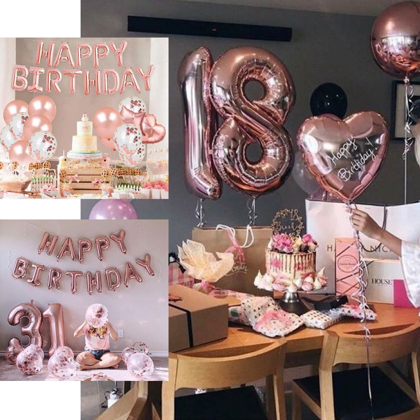 13" Metallic Rose Gold Mylar Foil 0-9 Number Balloons