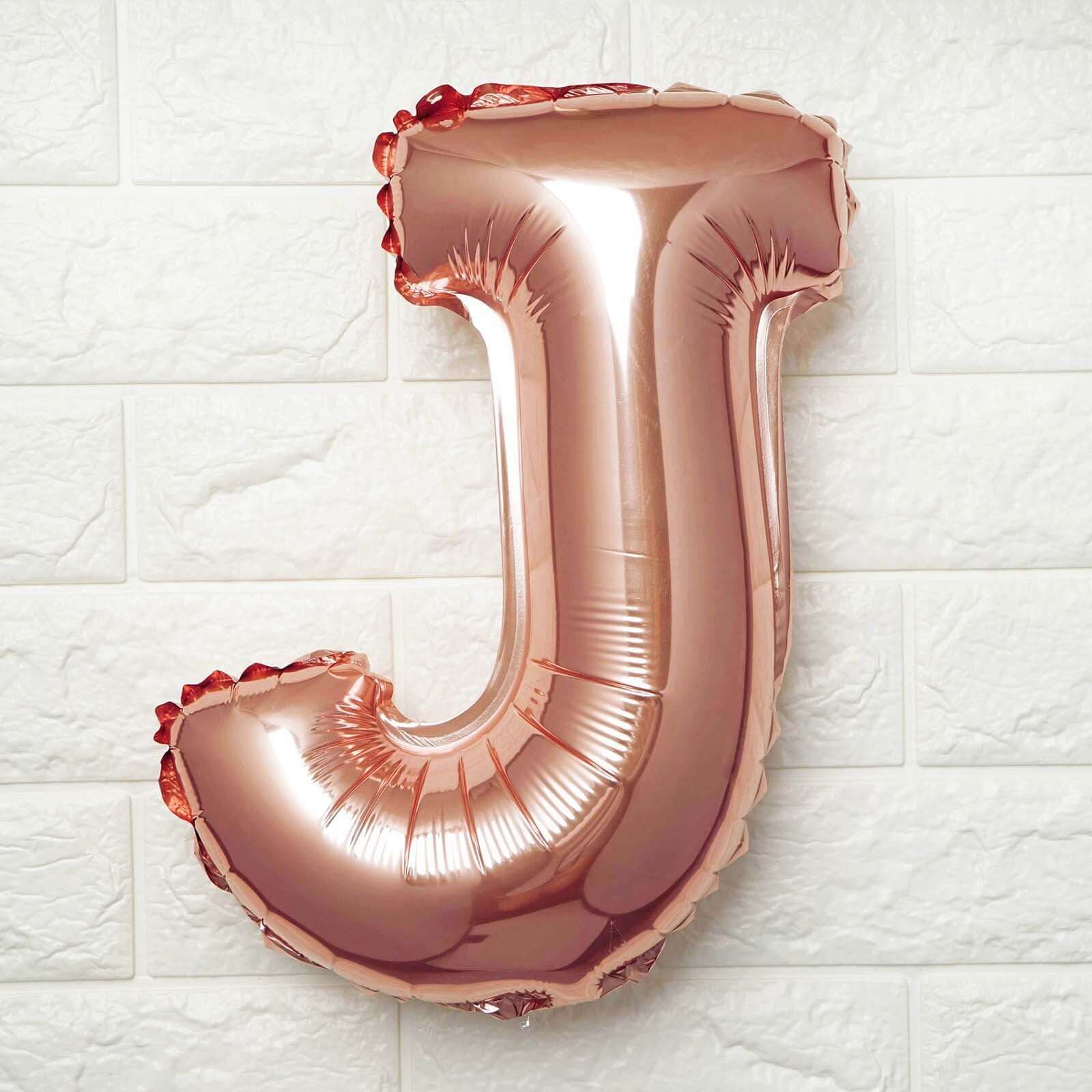 13" Rose Gold Letter Balloons, Metallic Mylar Foil Alphabet Balloons