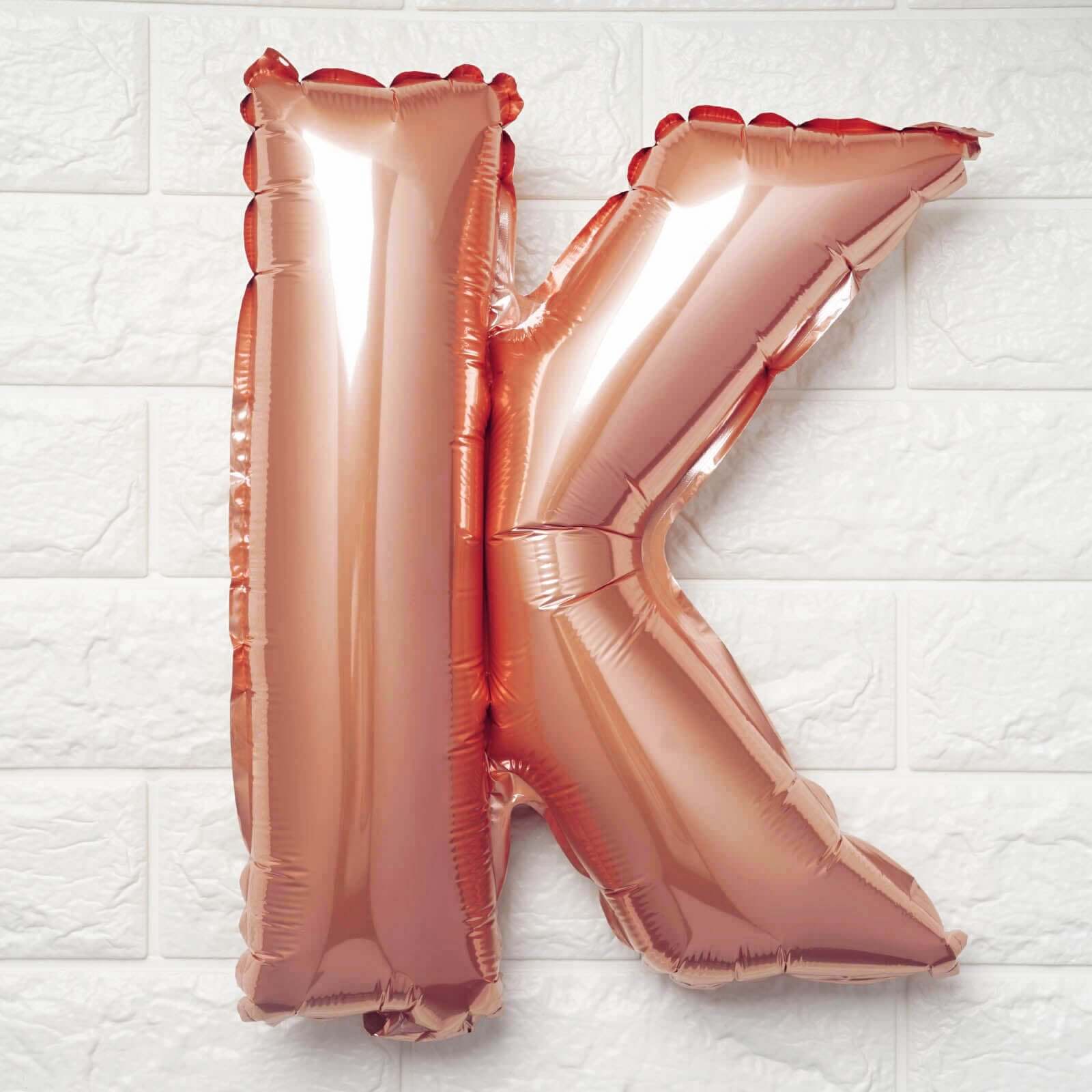 13" Rose Gold Letter Balloons, Metallic Mylar Foil Alphabet Balloons