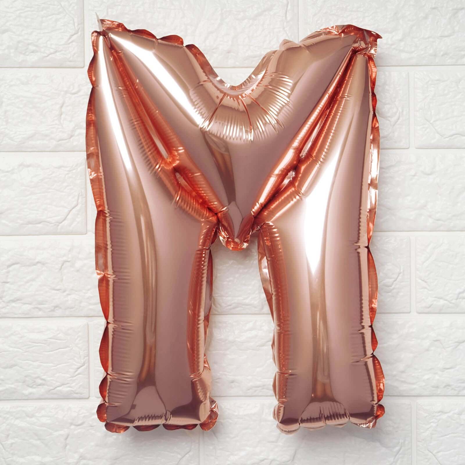 13" Rose Gold Letter Balloons, Metallic Mylar Foil Alphabet Balloons