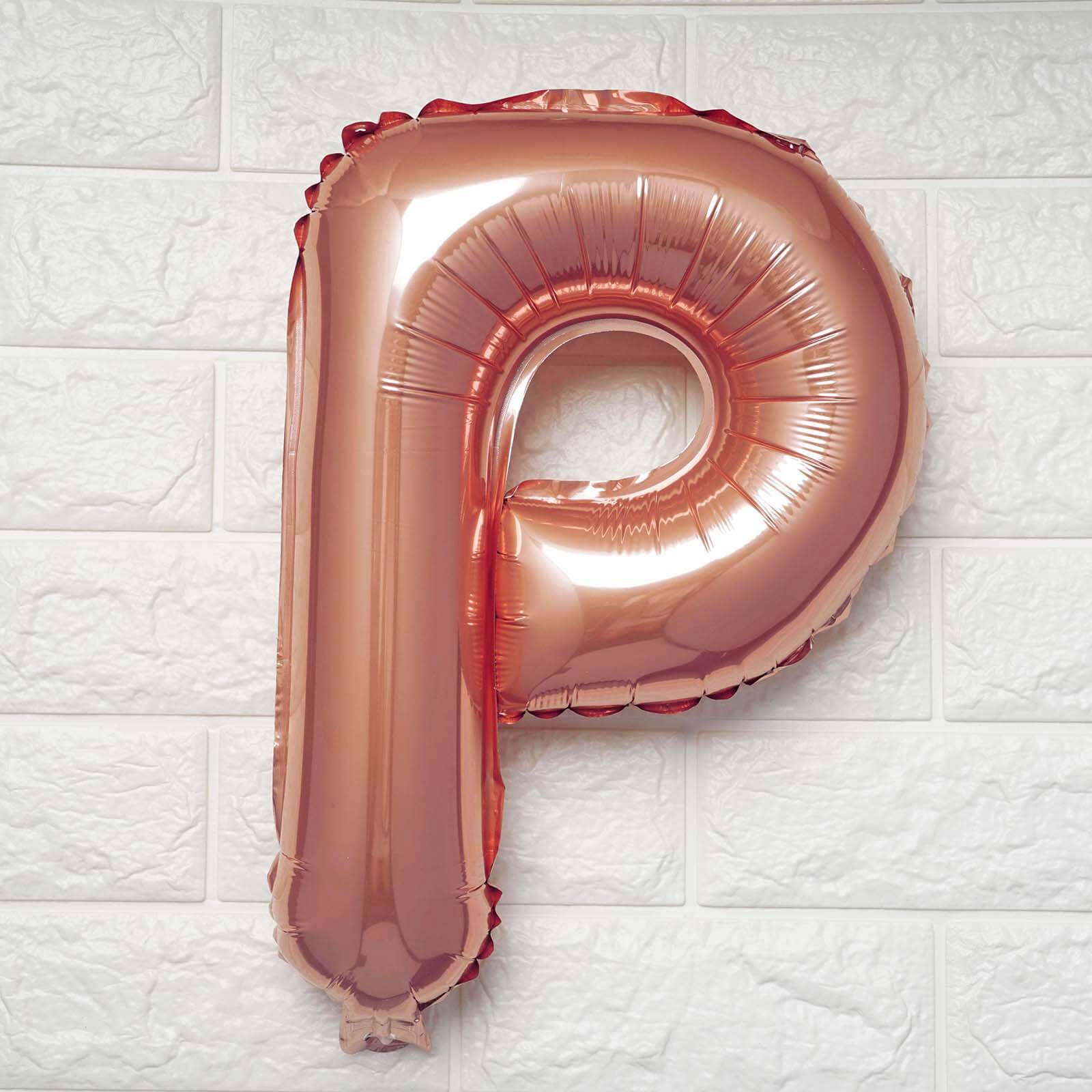 13" Rose Gold Letter Balloons, Metallic Mylar Foil Alphabet Balloons