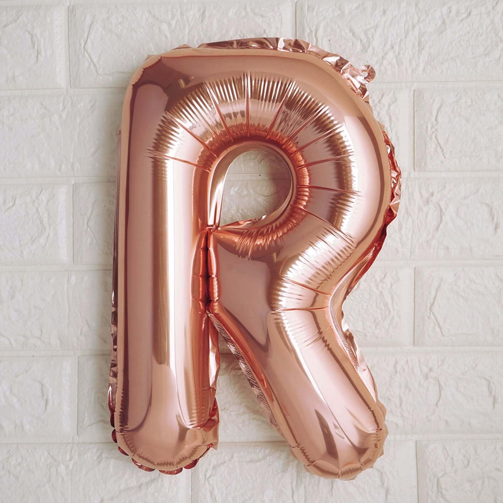 13" Rose Gold Letter Balloons, Metallic Mylar Foil Alphabet Balloons