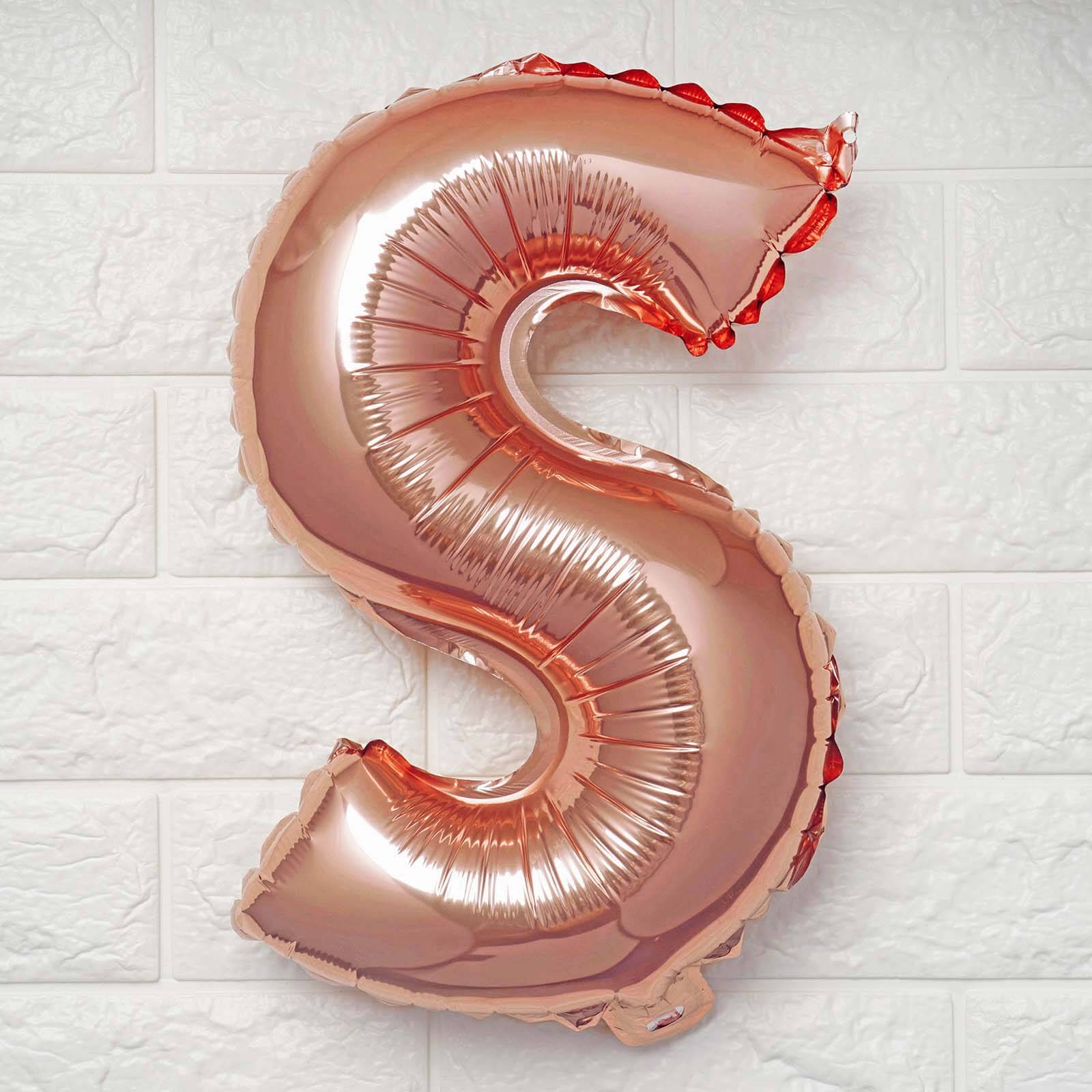 13" Rose Gold Letter Balloons, Metallic Mylar Foil Alphabet Balloons