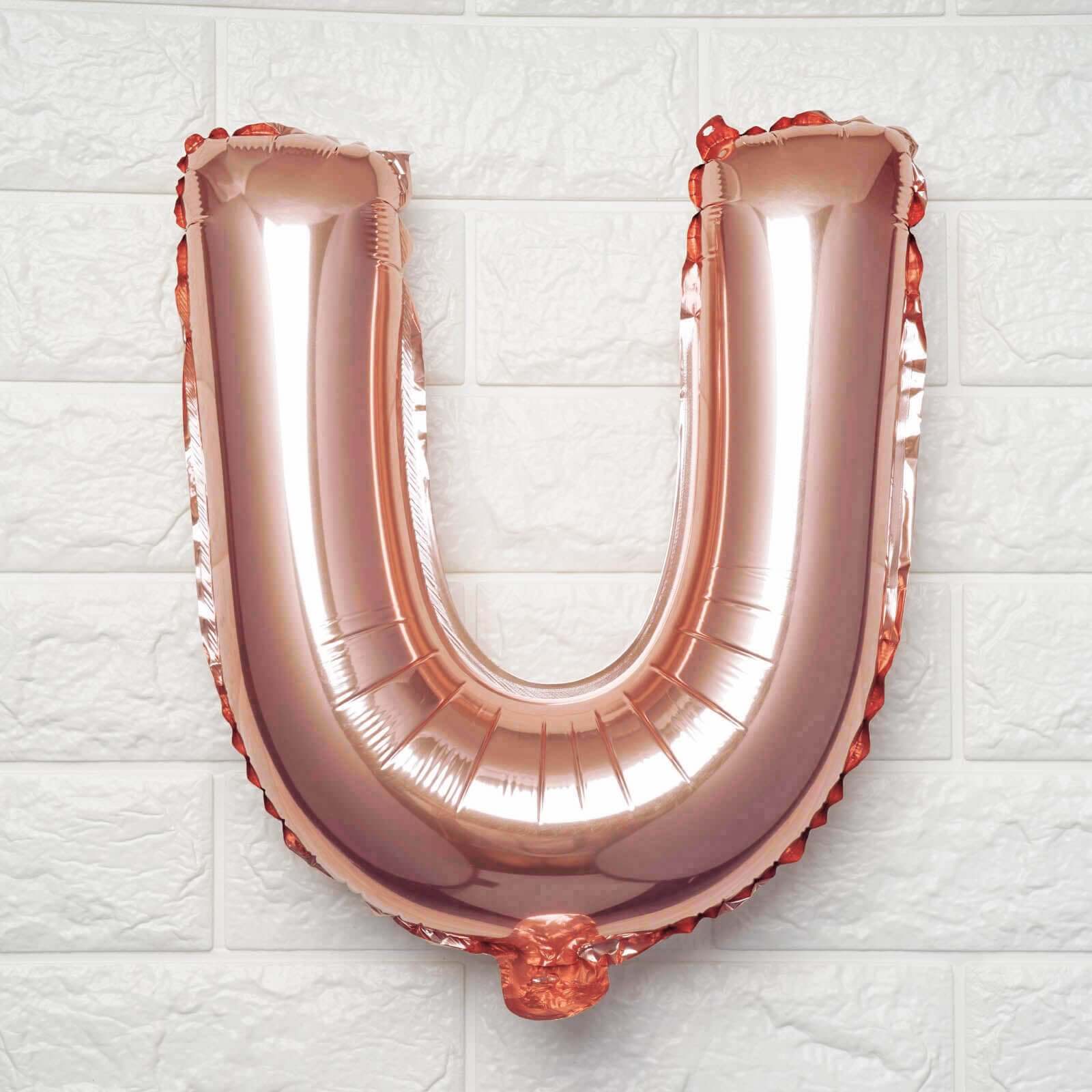 13" Rose Gold Letter Balloons, Metallic Mylar Foil Alphabet Balloons