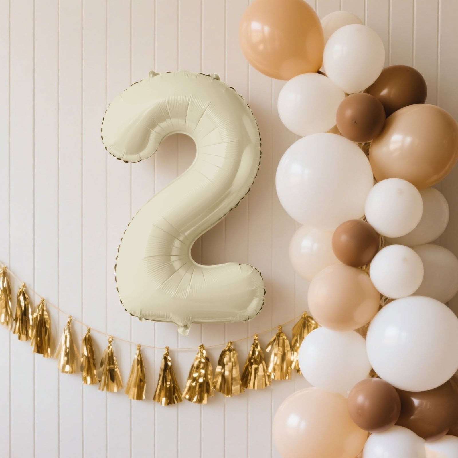 Matte Cream Number Balloons 0-9 – 35" Large Mylar Foil Balloons, Air or Helium Fill