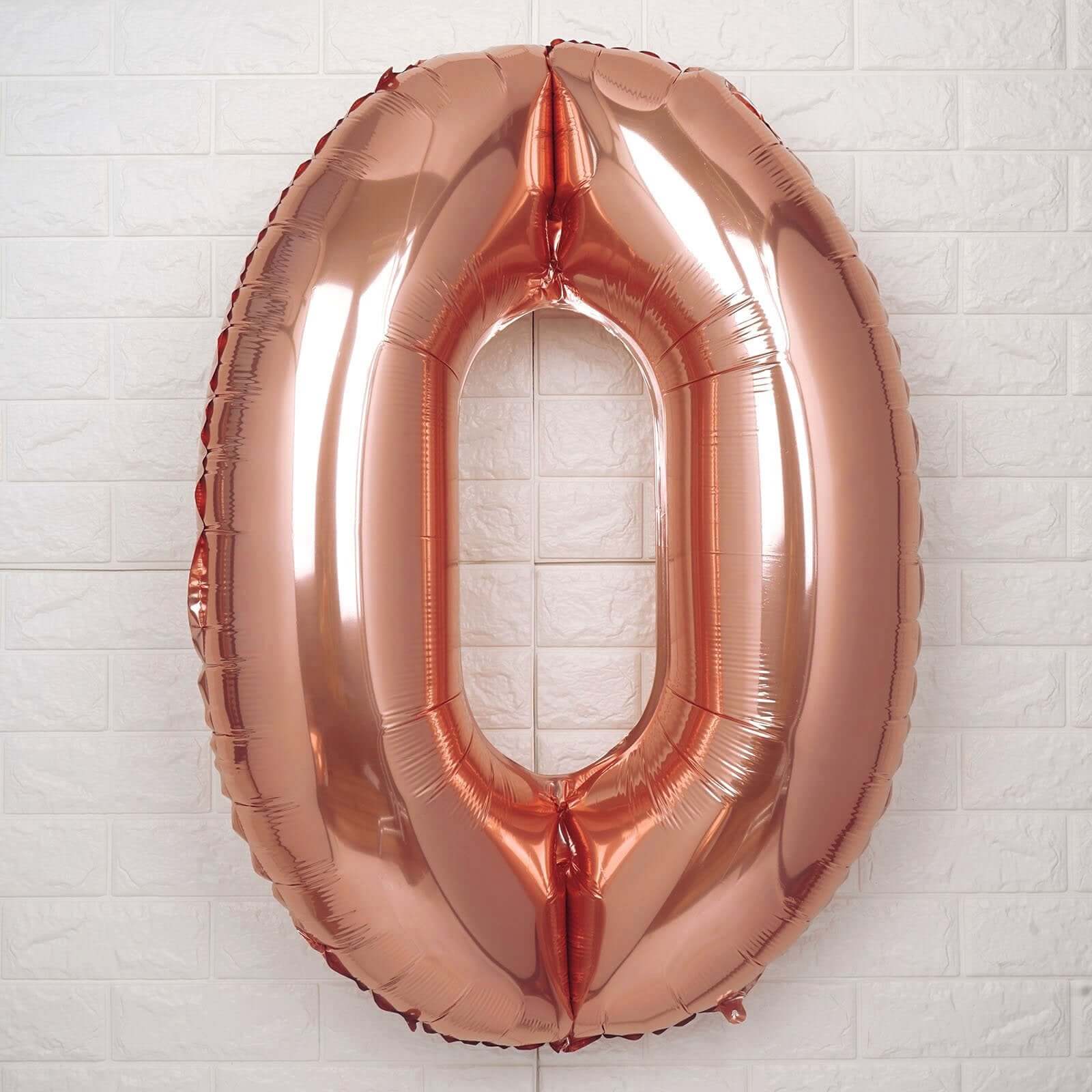 35" Rose Gold Letter and Number Balloons, Metallic Mylar Foil Helium Air Balloons