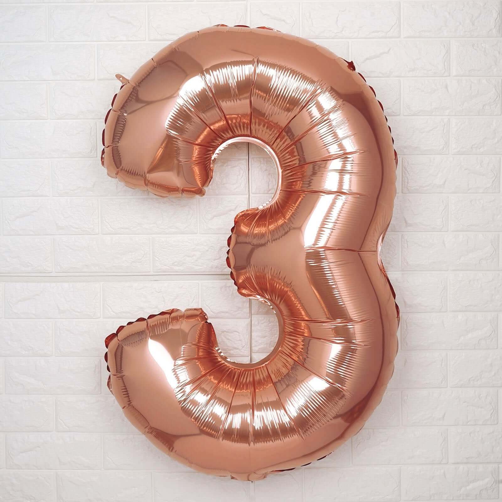 35" Rose Gold Letter and Number Balloons, Metallic Mylar Foil Helium Air Balloons