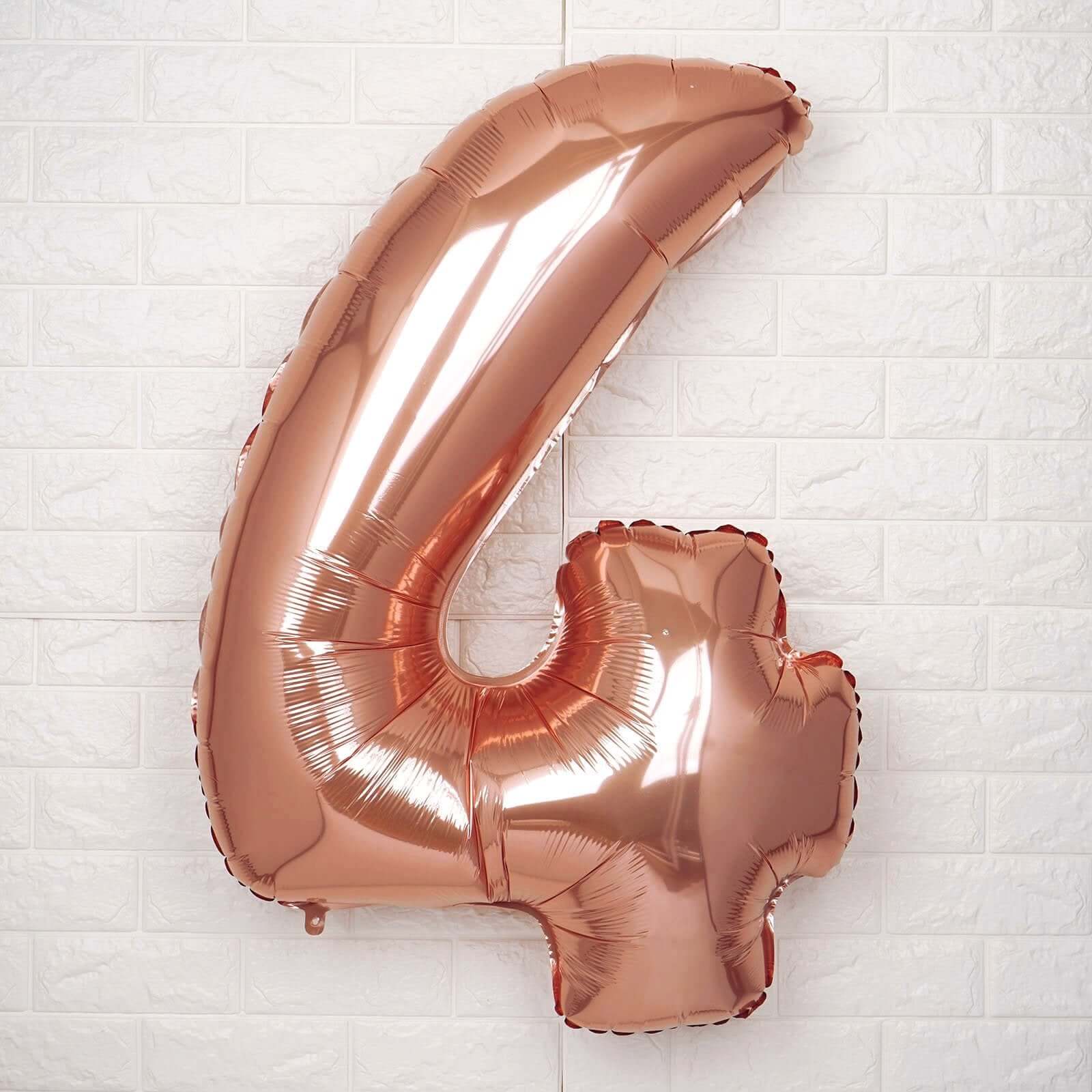 35" Rose Gold Letter and Number Balloons, Metallic Mylar Foil Helium Air Balloons