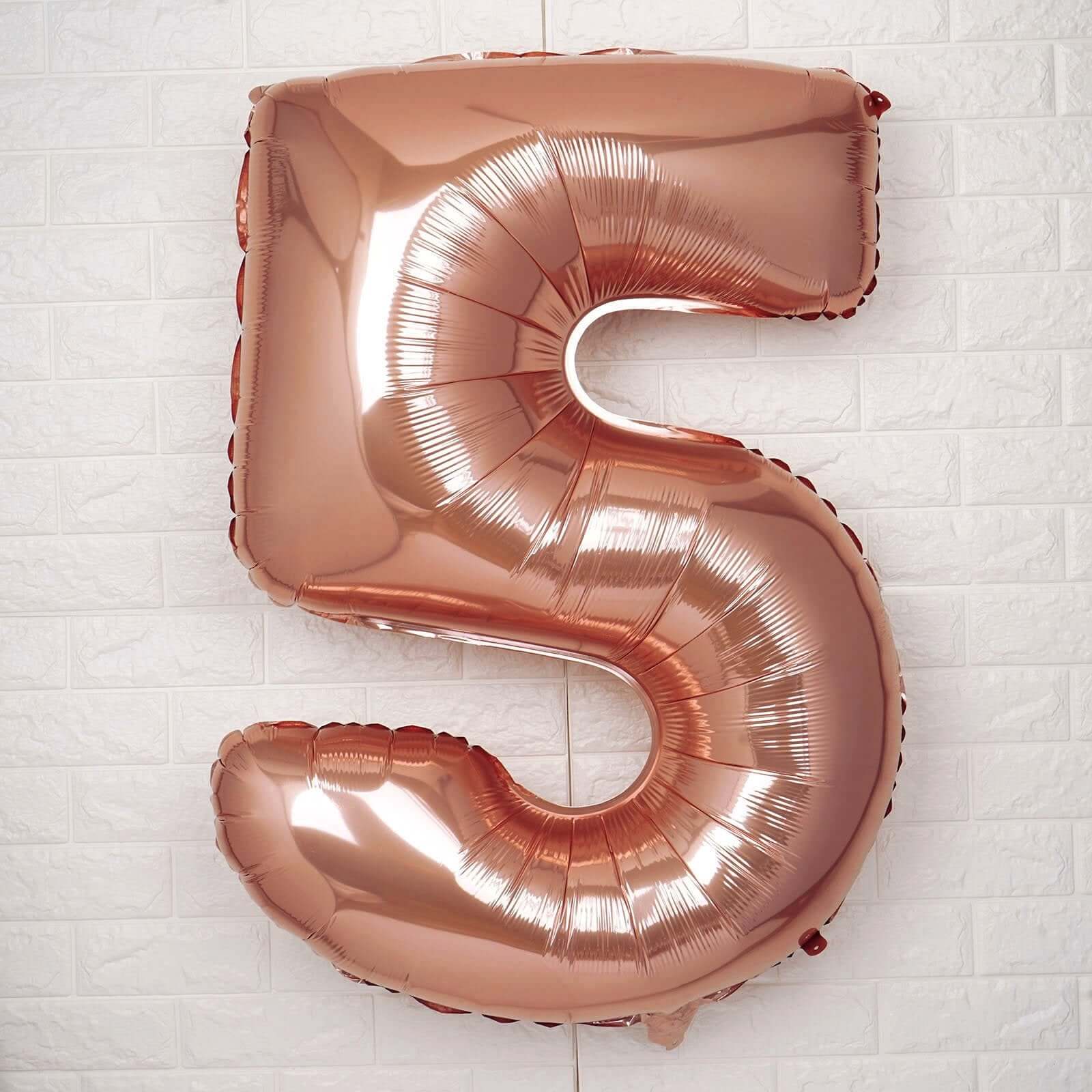 35" Rose Gold Letter and Number Balloons, Metallic Mylar Foil Helium Air Balloons
