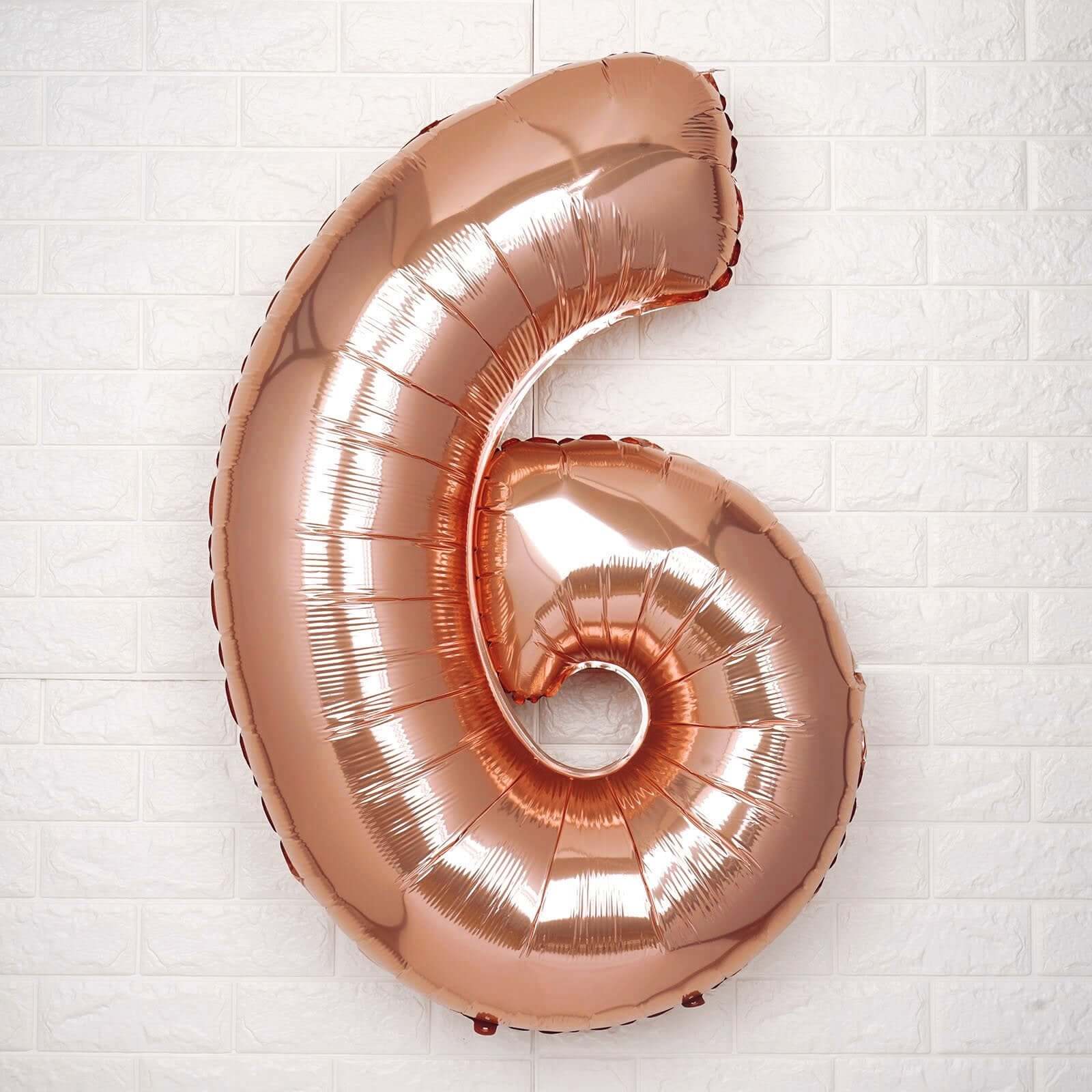 35" Rose Gold Letter and Number Balloons, Metallic Mylar Foil Helium Air Balloons