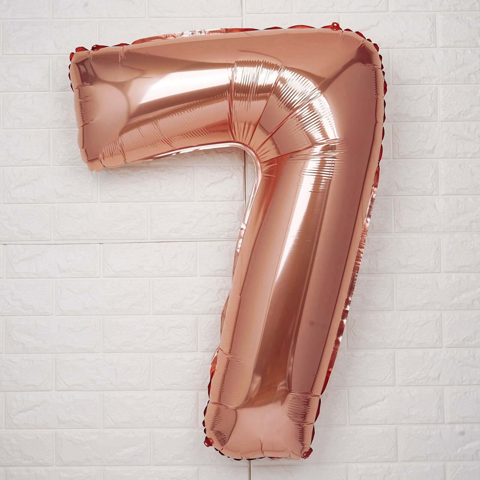 35" Rose Gold Letter and Number Balloons, Metallic Mylar Foil Helium Air Balloons