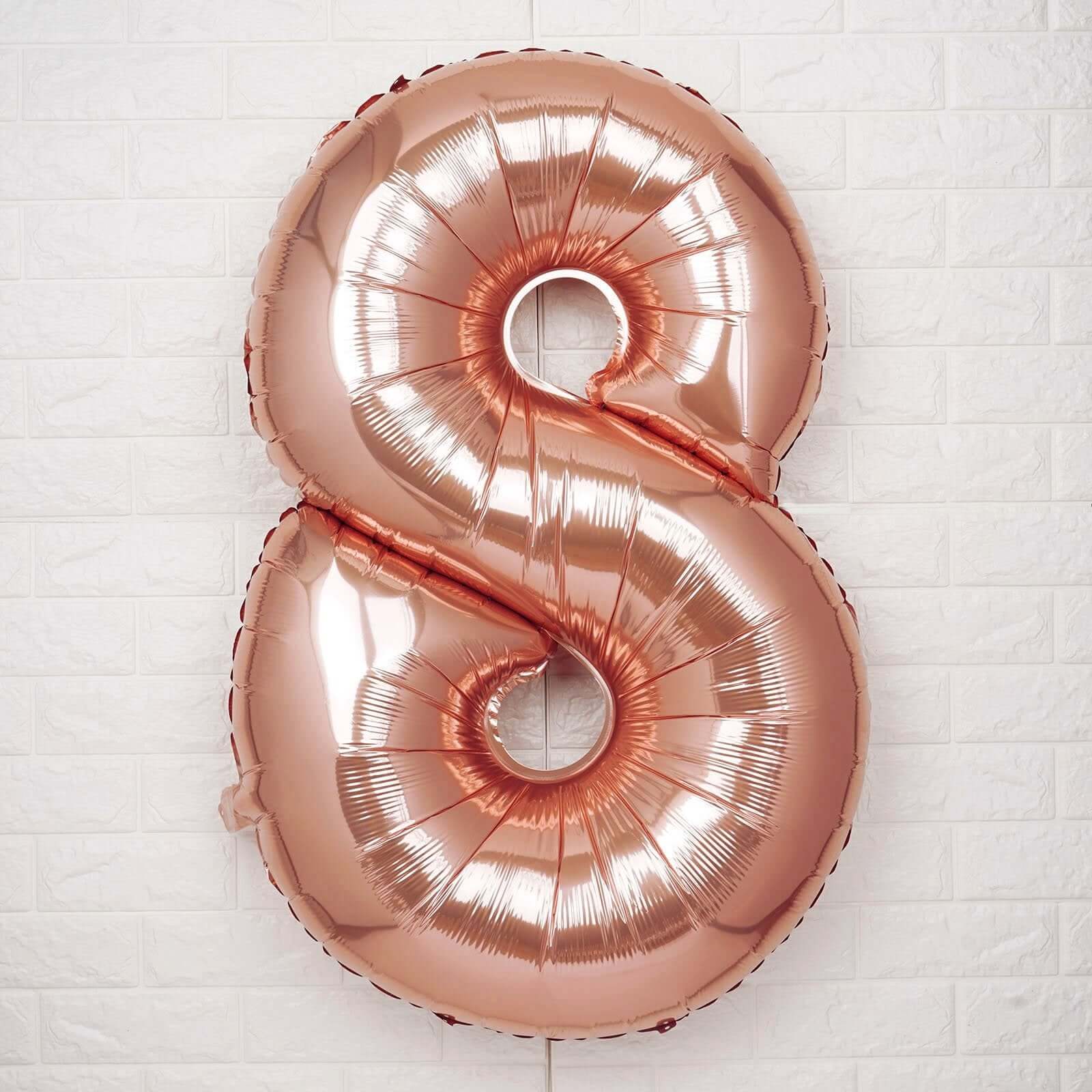35" Rose Gold Letter and Number Balloons, Metallic Mylar Foil Helium Air Balloons