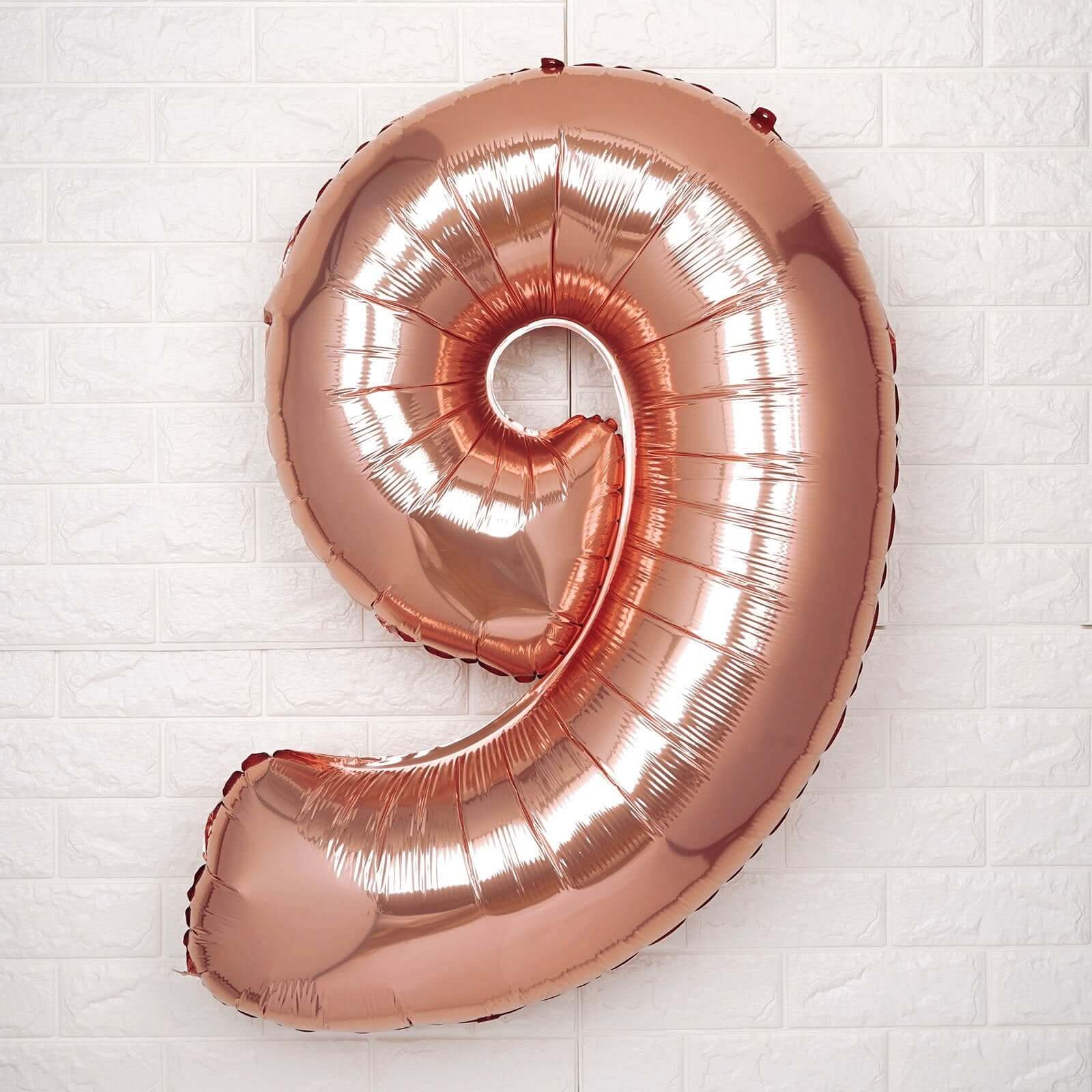 35" Rose Gold Letter and Number Balloons, Metallic Mylar Foil Helium Air Balloons