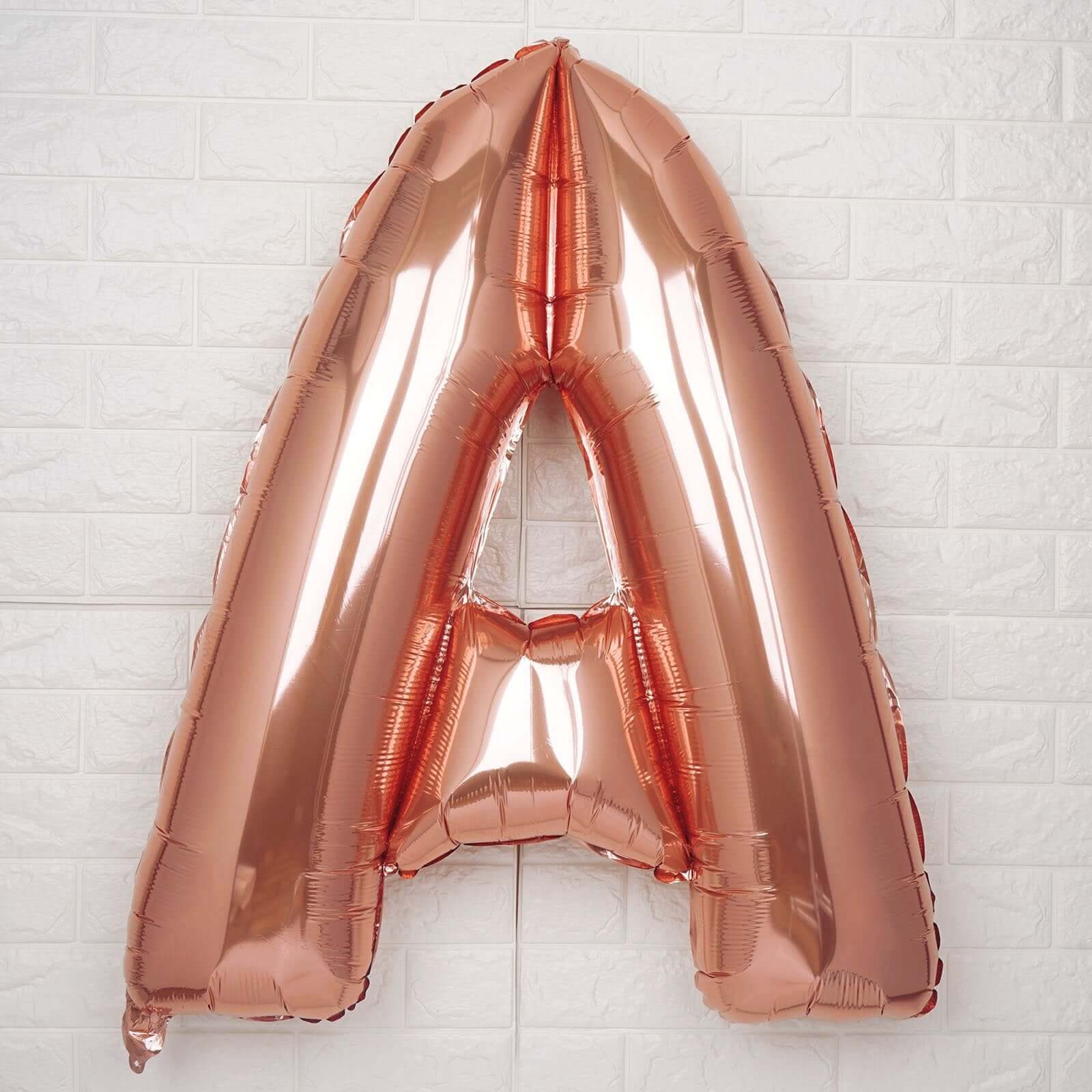35" Rose Gold Letter and Number Balloons, Metallic Mylar Foil Helium Air Balloons