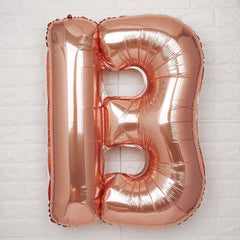 35" Rose Gold Letter and Number Balloons, Metallic Mylar Foil Helium Air Balloons