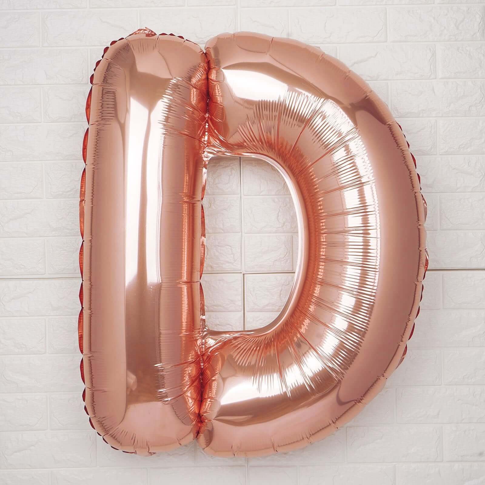 35" Rose Gold Letter and Number Balloons, Metallic Mylar Foil Helium Air Balloons