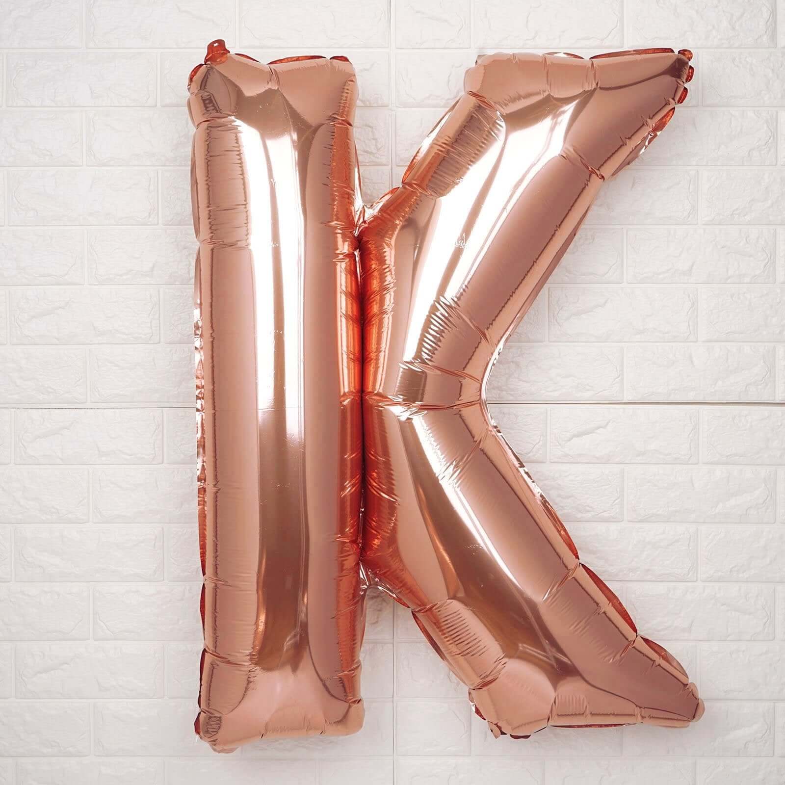 35" Rose Gold Letter and Number Balloons, Metallic Mylar Foil Helium Air Balloons