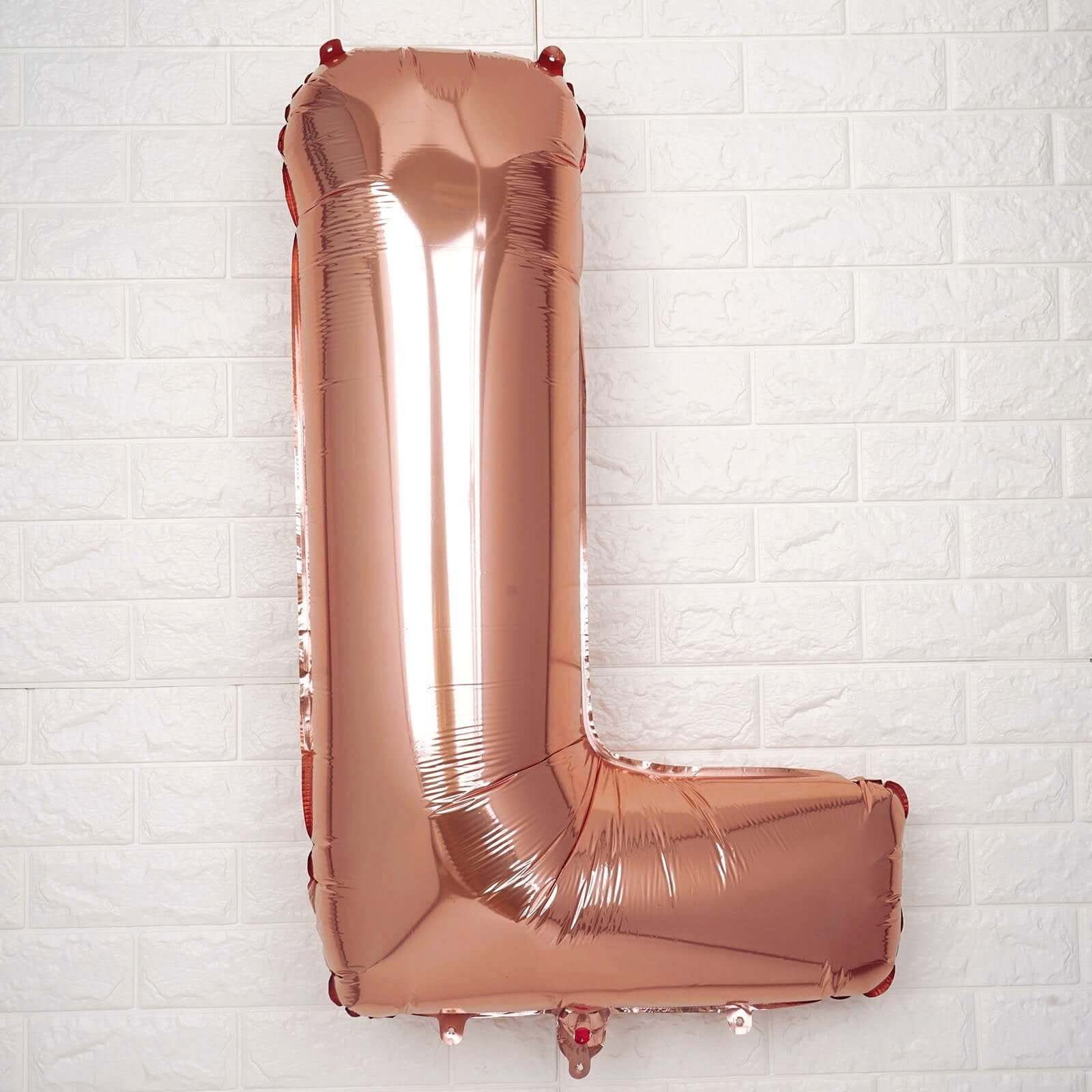 35" Rose Gold Letter and Number Balloons, Metallic Mylar Foil Helium Air Balloons