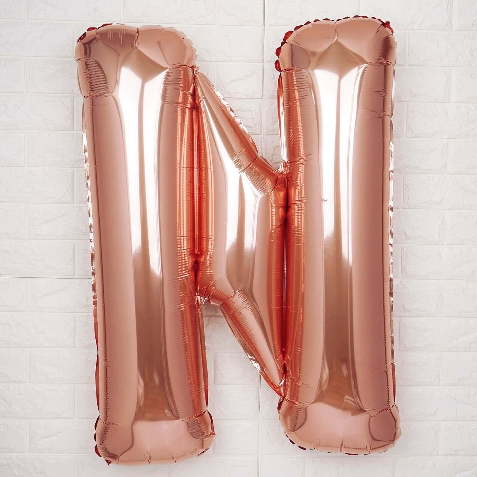 35" Rose Gold Letter and Number Balloons, Metallic Mylar Foil Helium Air Balloons