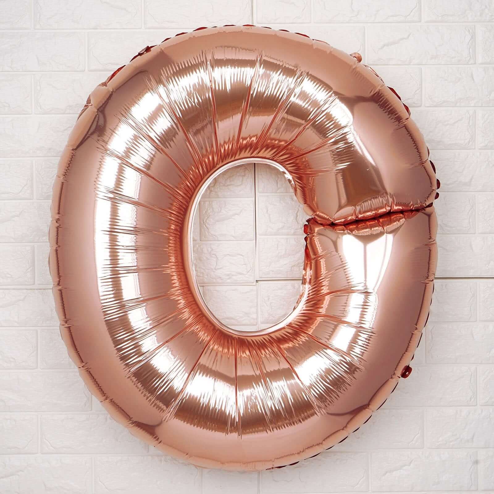 35" Rose Gold Letter and Number Balloons, Metallic Mylar Foil Helium Air Balloons
