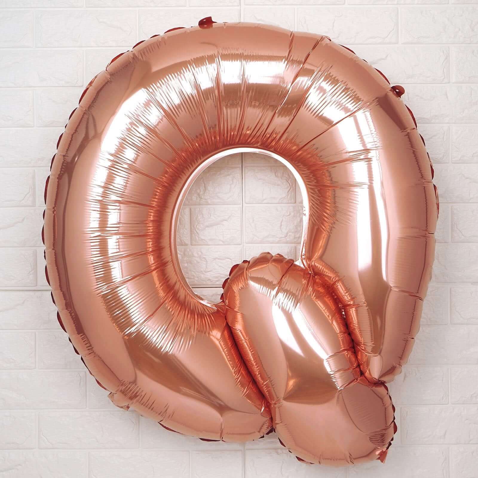 35" Rose Gold Letter and Number Balloons, Metallic Mylar Foil Helium Air Balloons