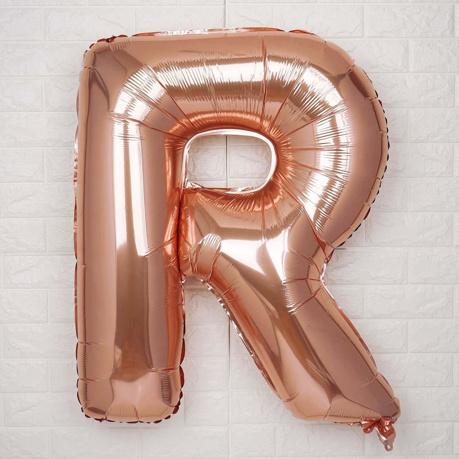 35" Rose Gold Letter and Number Balloons, Metallic Mylar Foil Helium Air Balloons