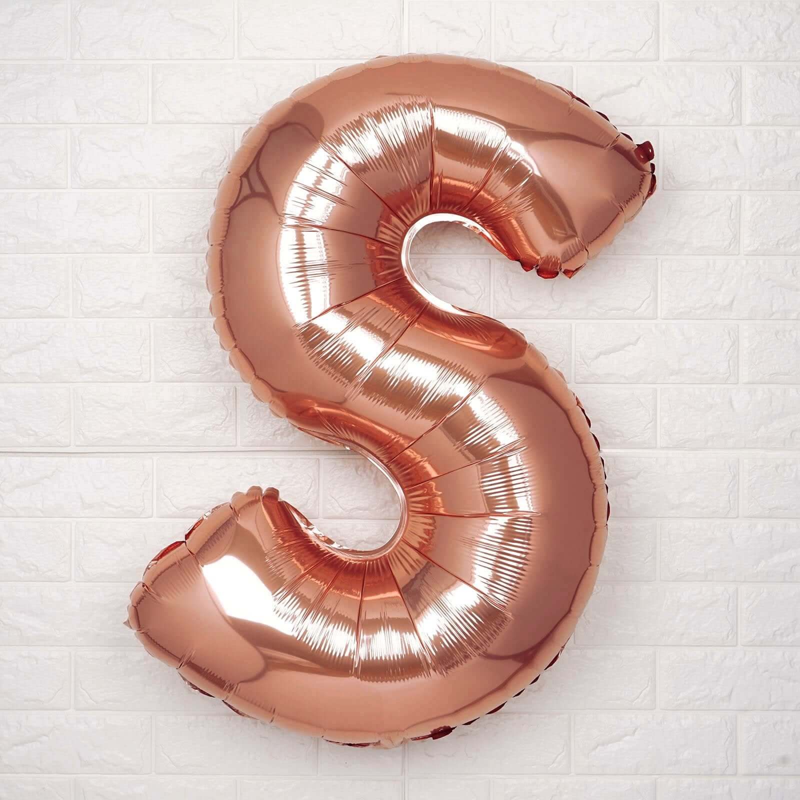 35" Rose Gold Letter and Number Balloons, Metallic Mylar Foil Helium Air Balloons