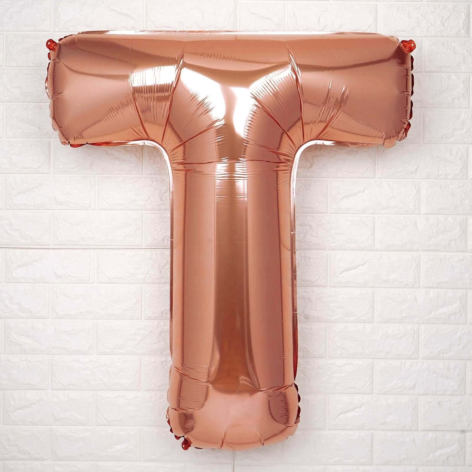 35" Rose Gold Letter and Number Balloons, Metallic Mylar Foil Helium Air Balloons