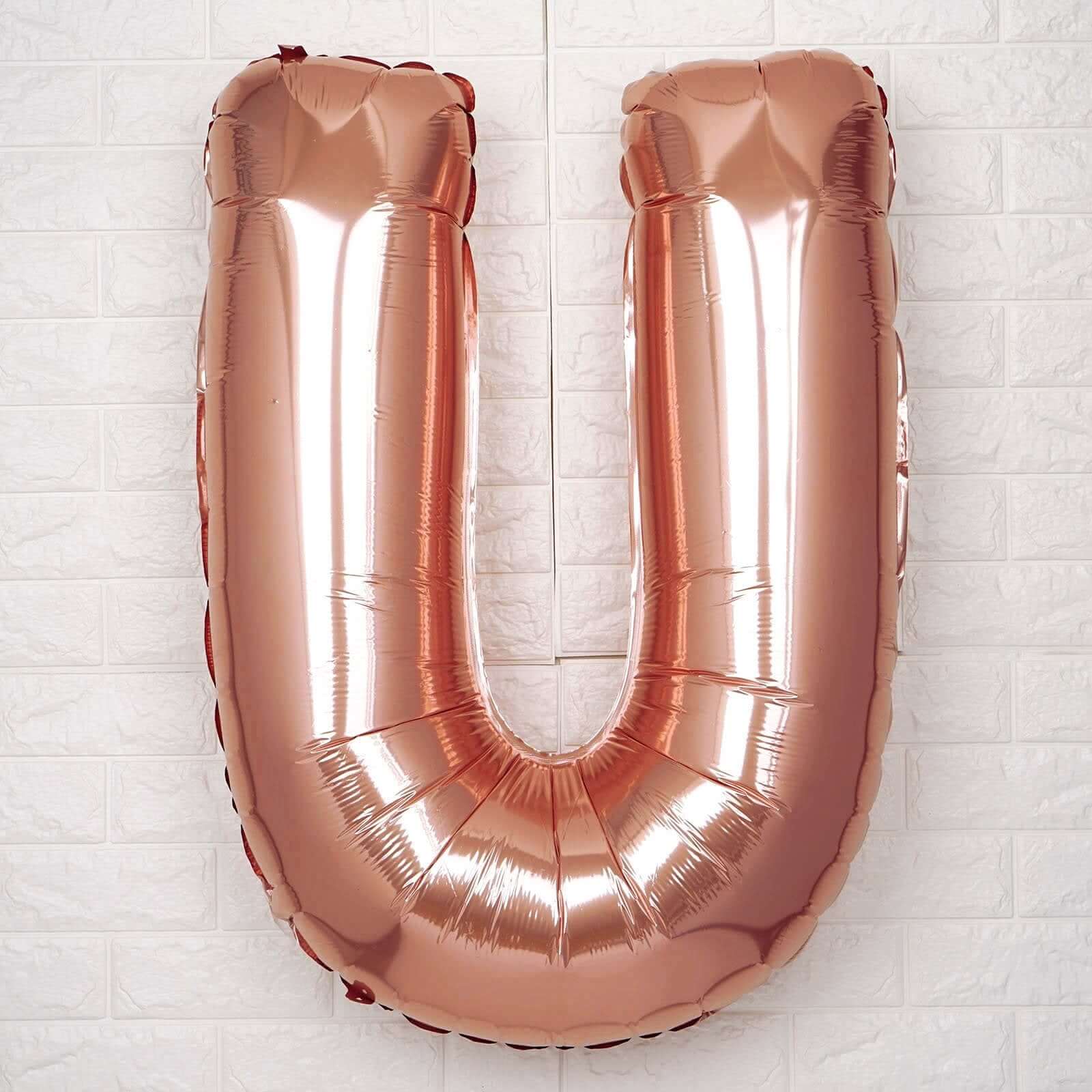 35" Rose Gold Letter and Number Balloons, Metallic Mylar Foil Helium Air Balloons