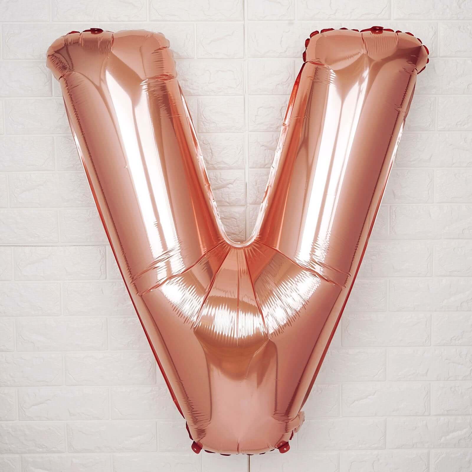 35" Rose Gold Letter and Number Balloons, Metallic Mylar Foil Helium Air Balloons