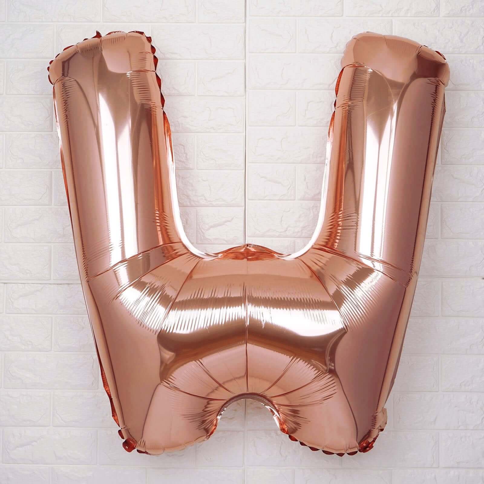 35" Rose Gold Letter and Number Balloons, Metallic Mylar Foil Helium Air Balloons