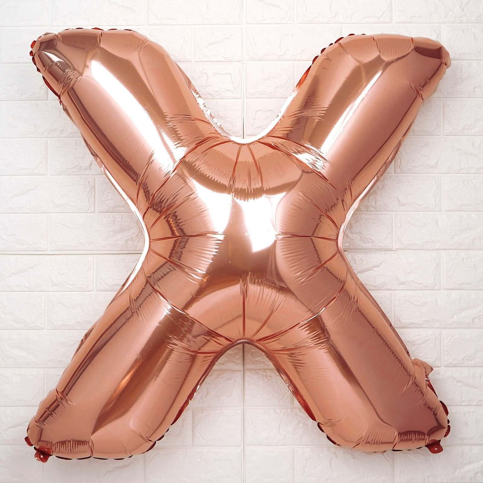 35" Rose Gold Letter and Number Balloons, Metallic Mylar Foil Helium Air Balloons