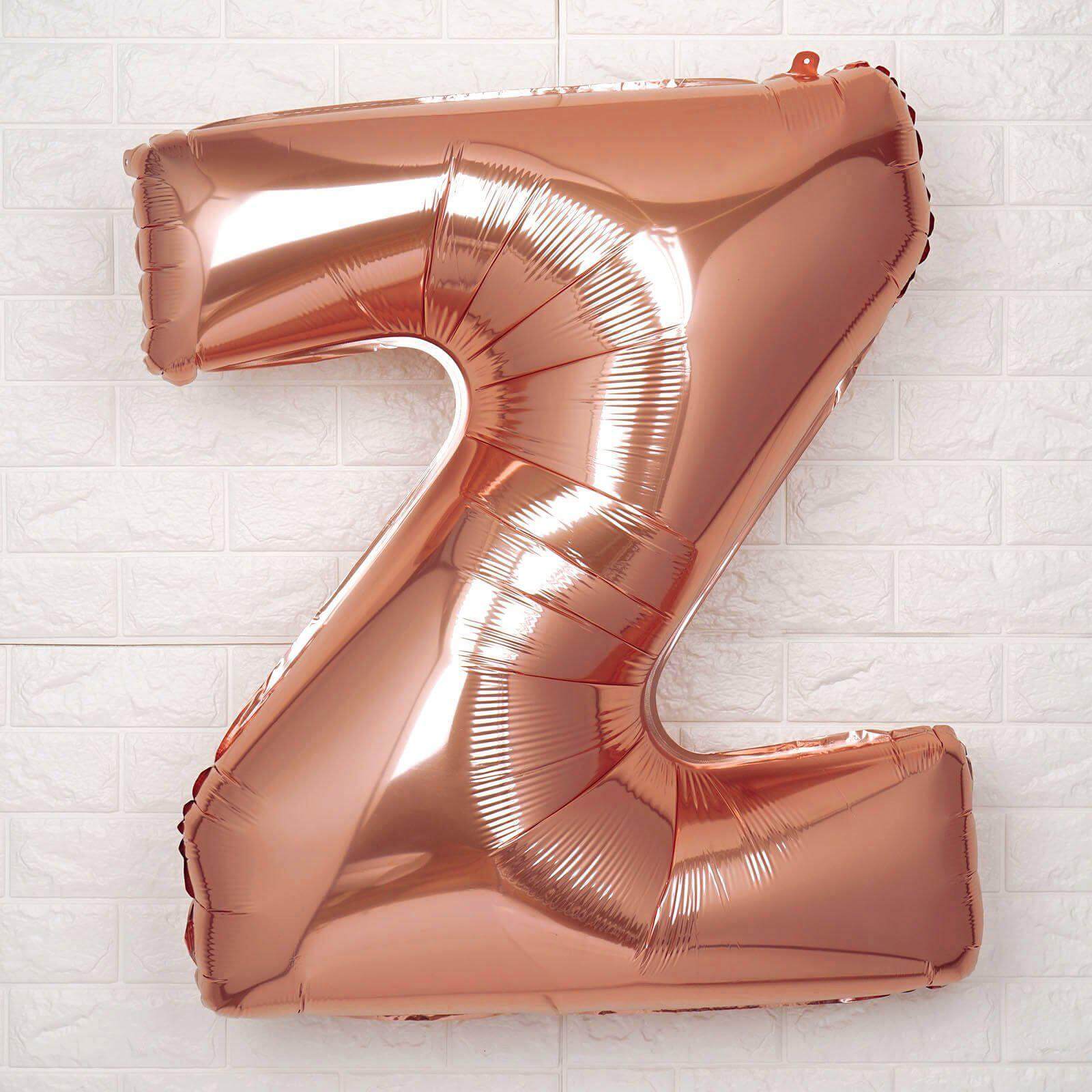 35" Rose Gold Letter and Number Balloons, Metallic Mylar Foil Helium Air Balloons