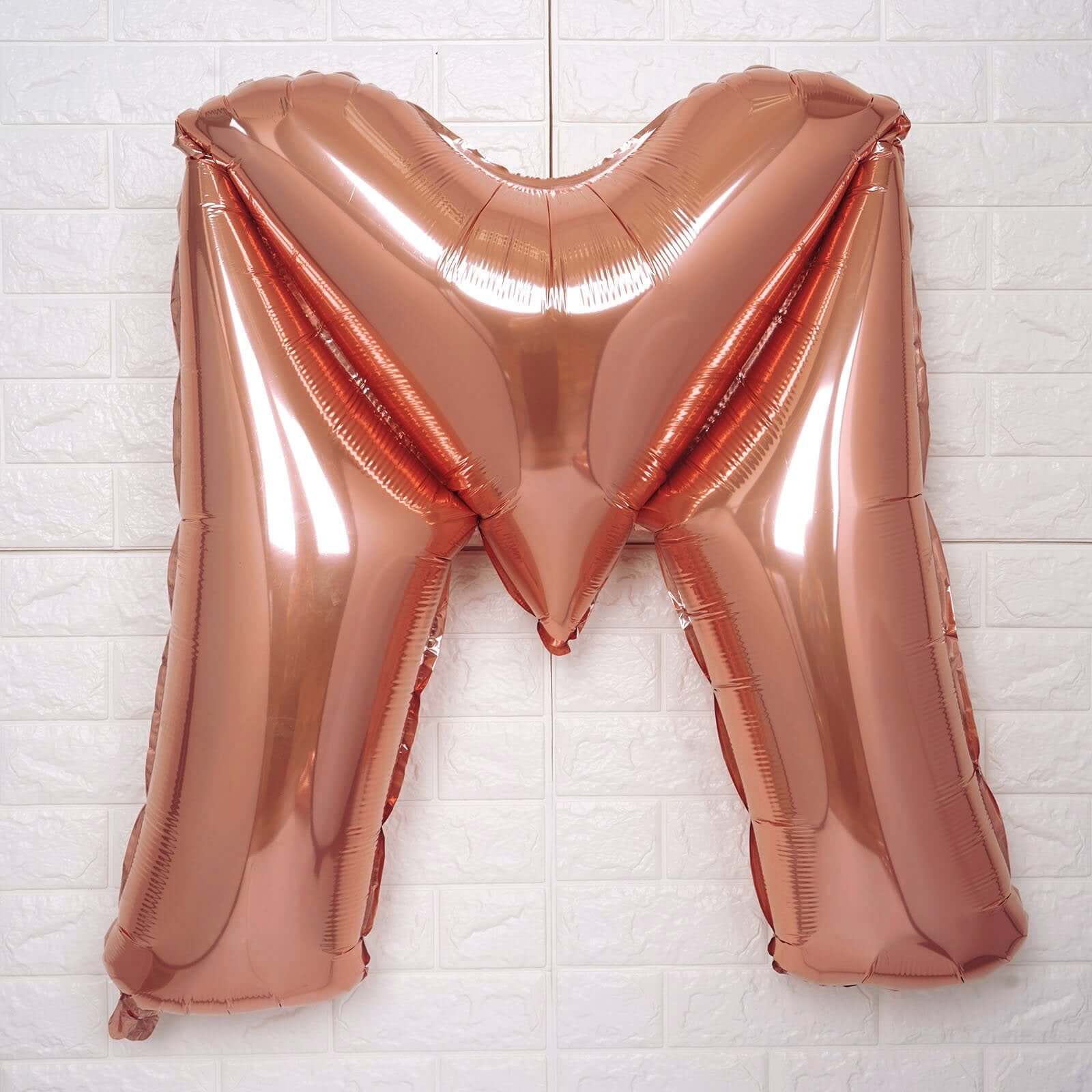 35" Rose Gold Letter and Number Balloons, Metallic Mylar Foil Helium Air Balloons