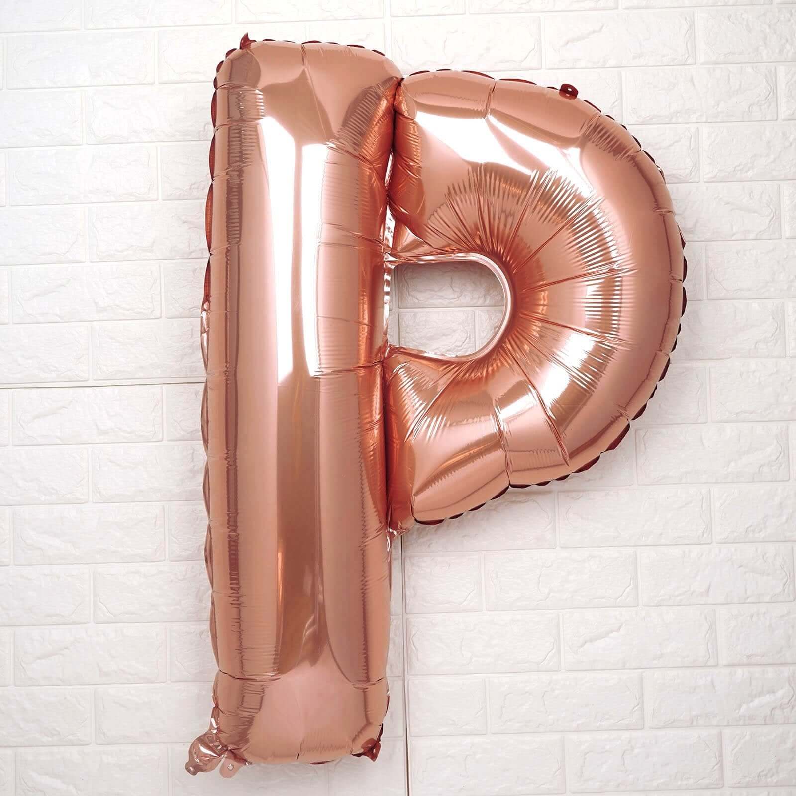 35" Rose Gold Letter and Number Balloons, Metallic Mylar Foil Helium Air Balloons