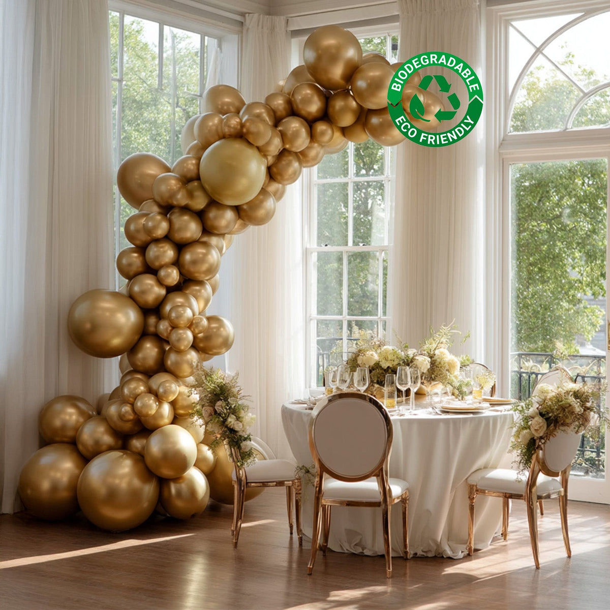 Set of 110 Gold Balloon Garland Kit – Biodegradable Extra Strong Latex Balloons for Party Arch Décor